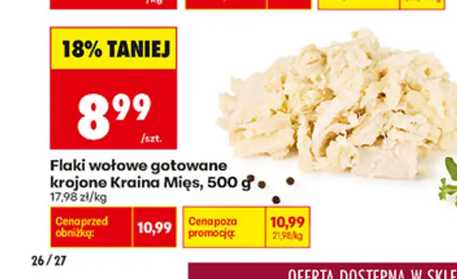 Flaki wołowe gotowane krojone Kraina Mięs