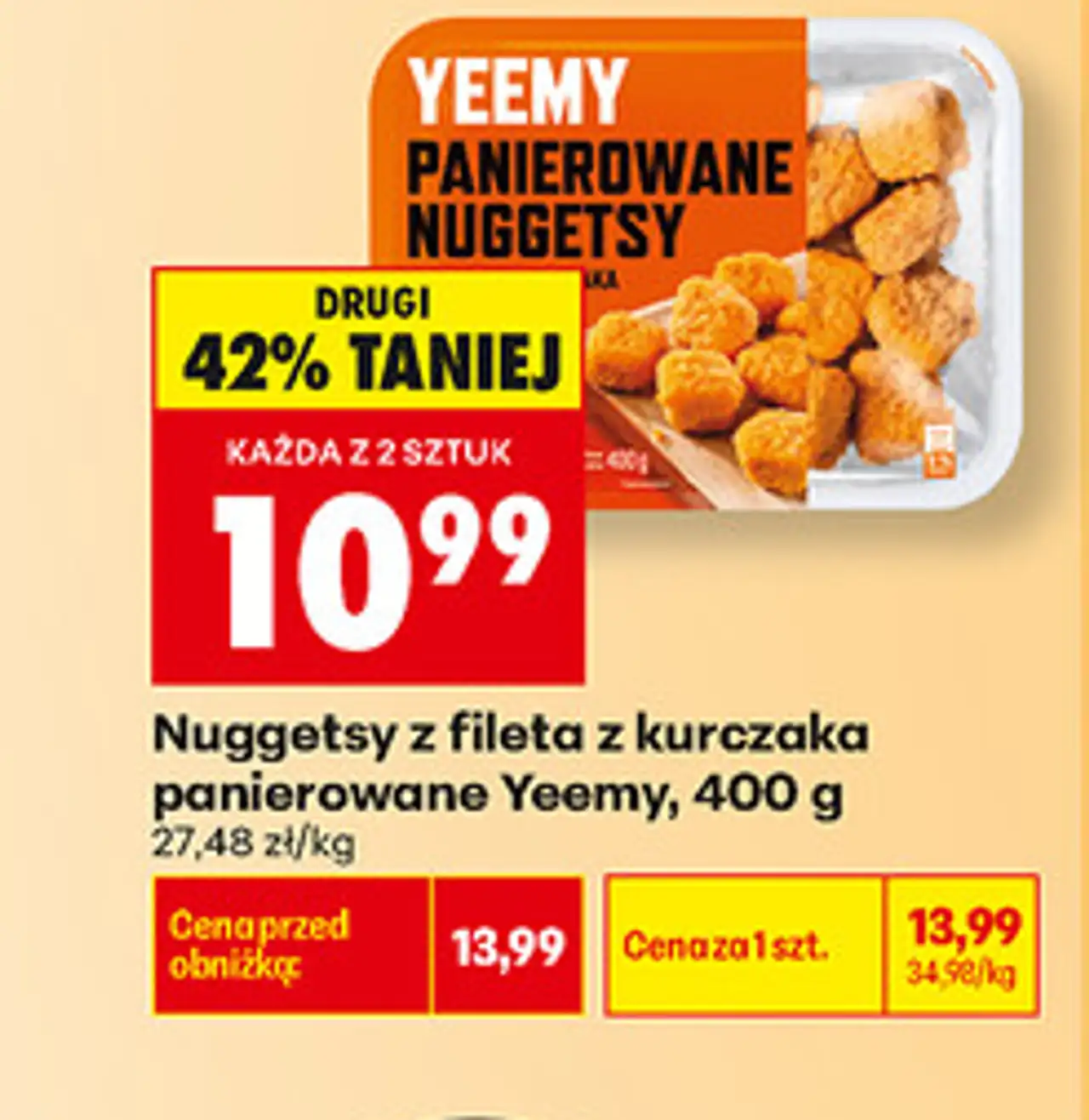 Nuggetsy z fileta z kurczaka panierowane Yeemy, 400 g