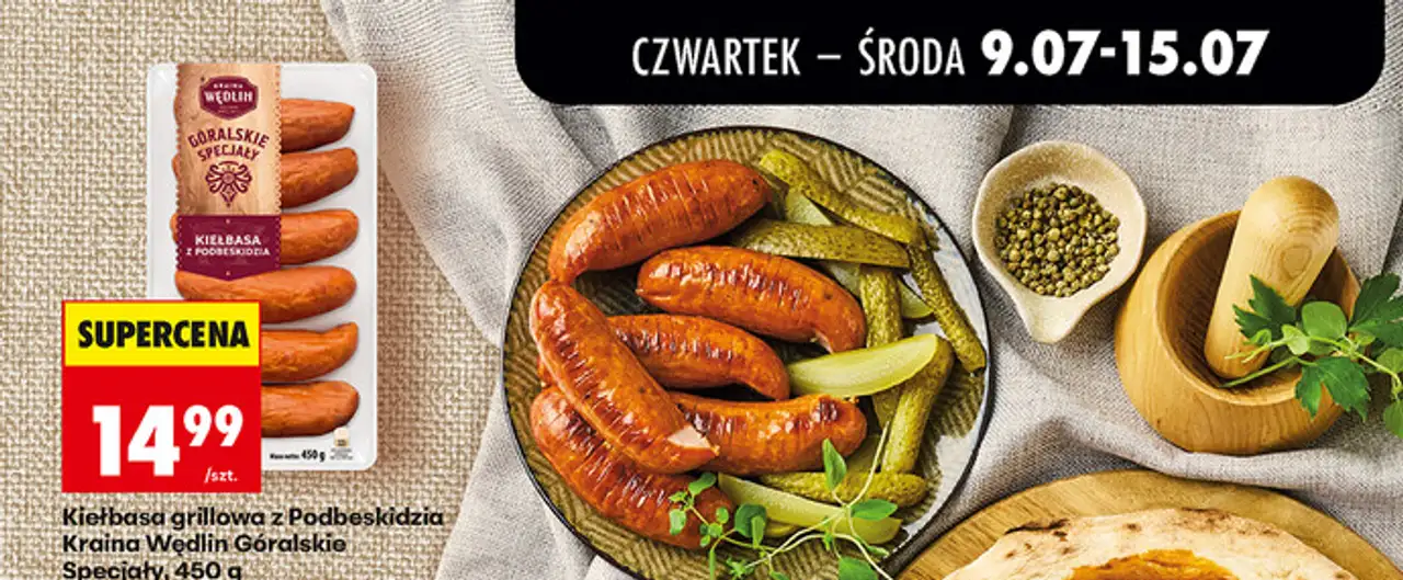 Kiełbasa grillowa z Podbeskidzia Kraina Wędlin Góralskie Specjały