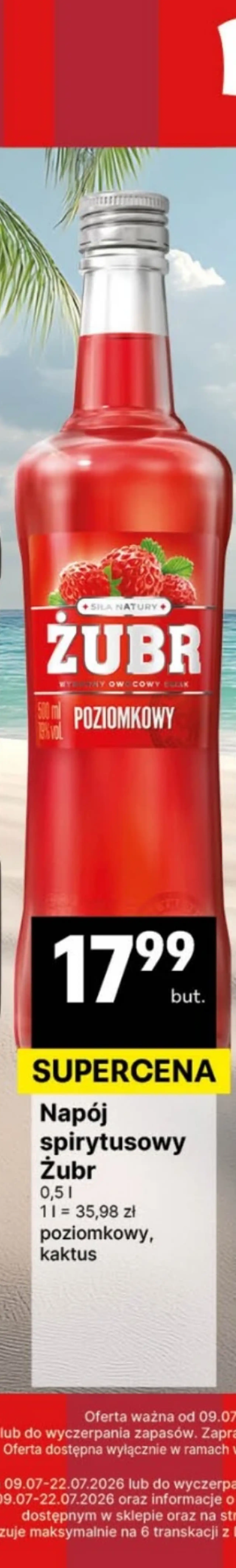 Napój spirytusowy Żubr poziomkowy, kaktus