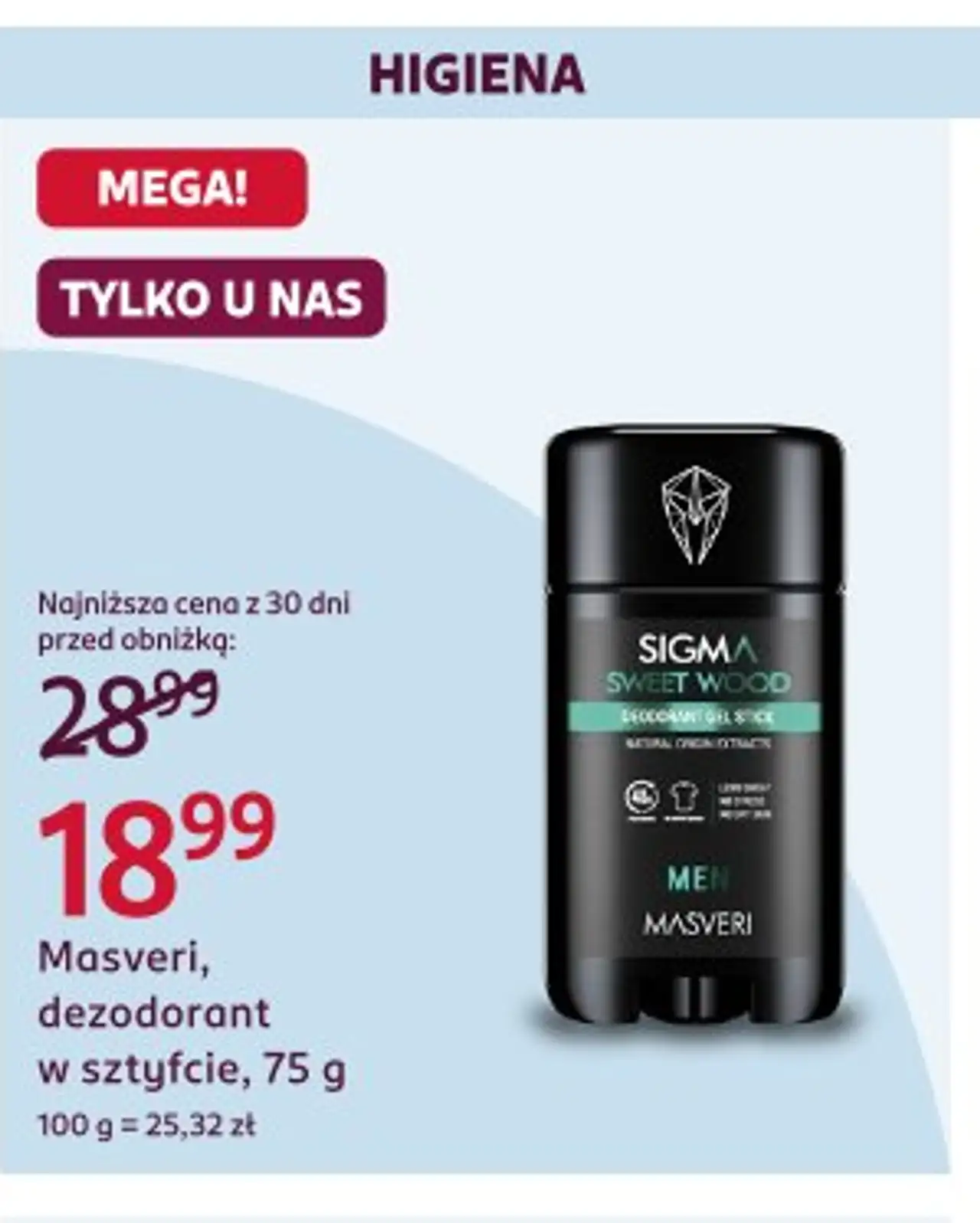 Masveri, dezodorant w sztyfcie, 75 g