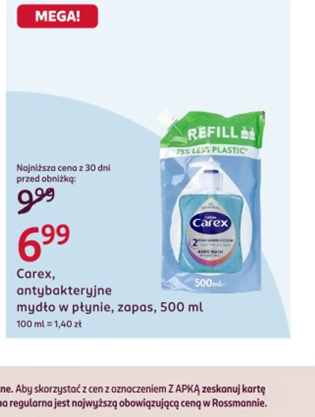 Carex, antybakteryjne mydło w płynie, zapas, 500 ml