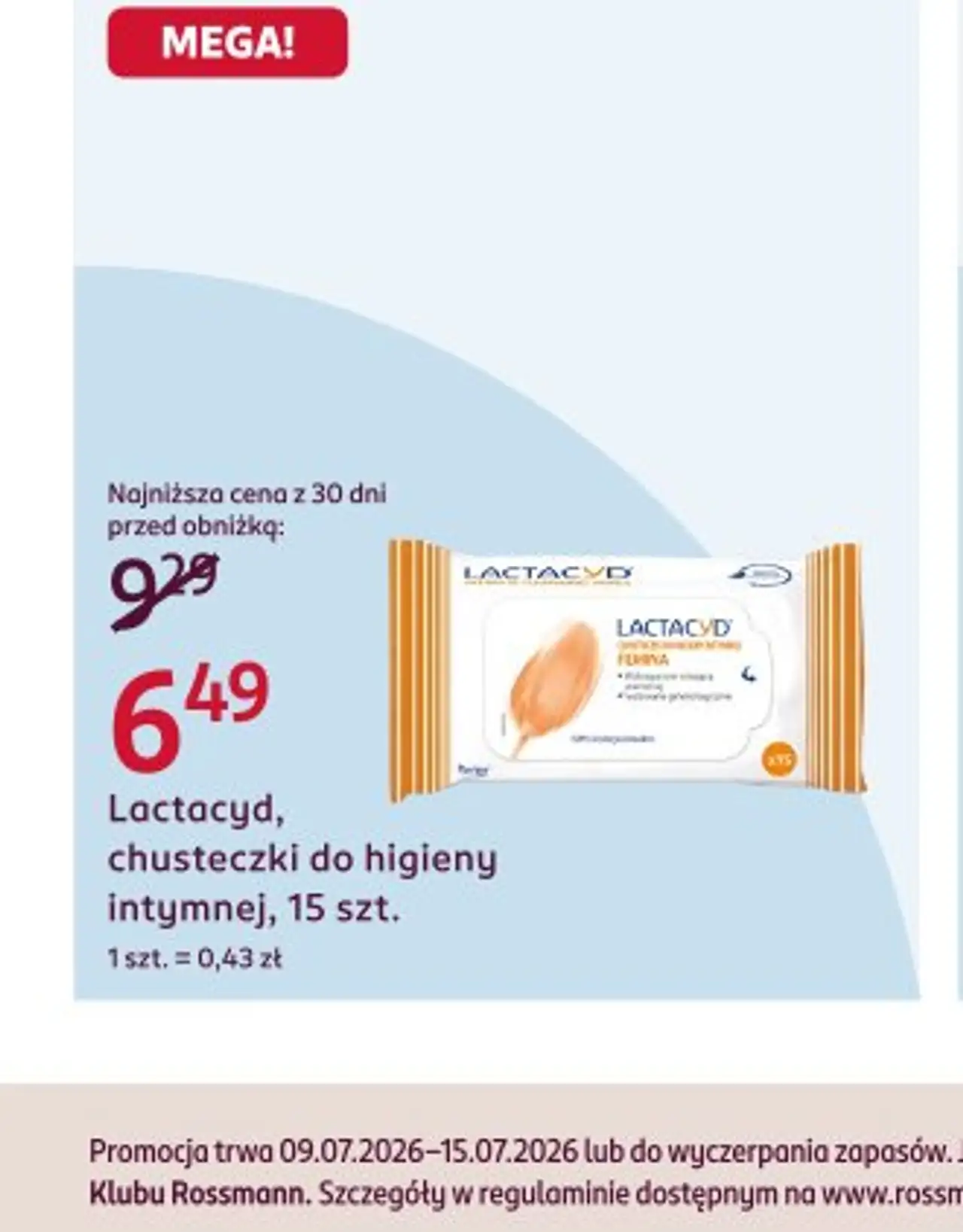 Lactacyd, chusteczki do higieny intymnej, 15 szt.