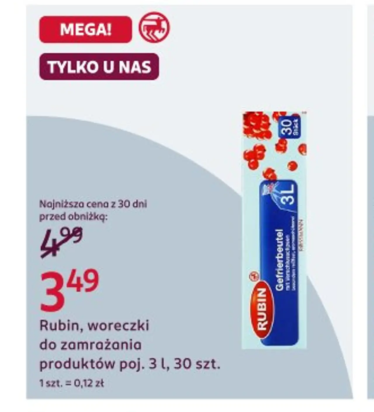 Rubin, woreczki do zamrażania produktów poj. 3 l, 30 szt.