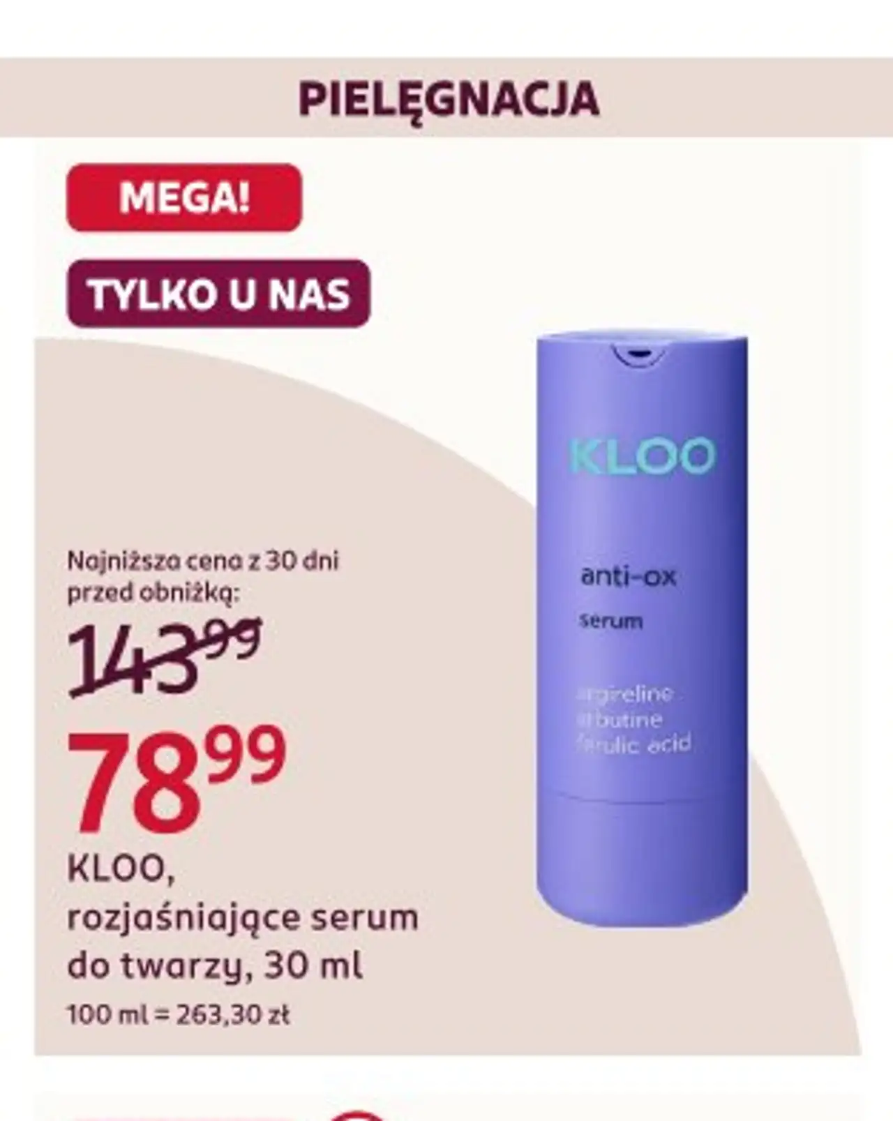KLOO, rozjaśniające serum do twarzy, 30 ml