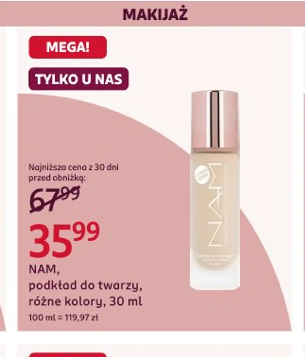 NAM, podkład do twarzy, różne kolory, 30 ml