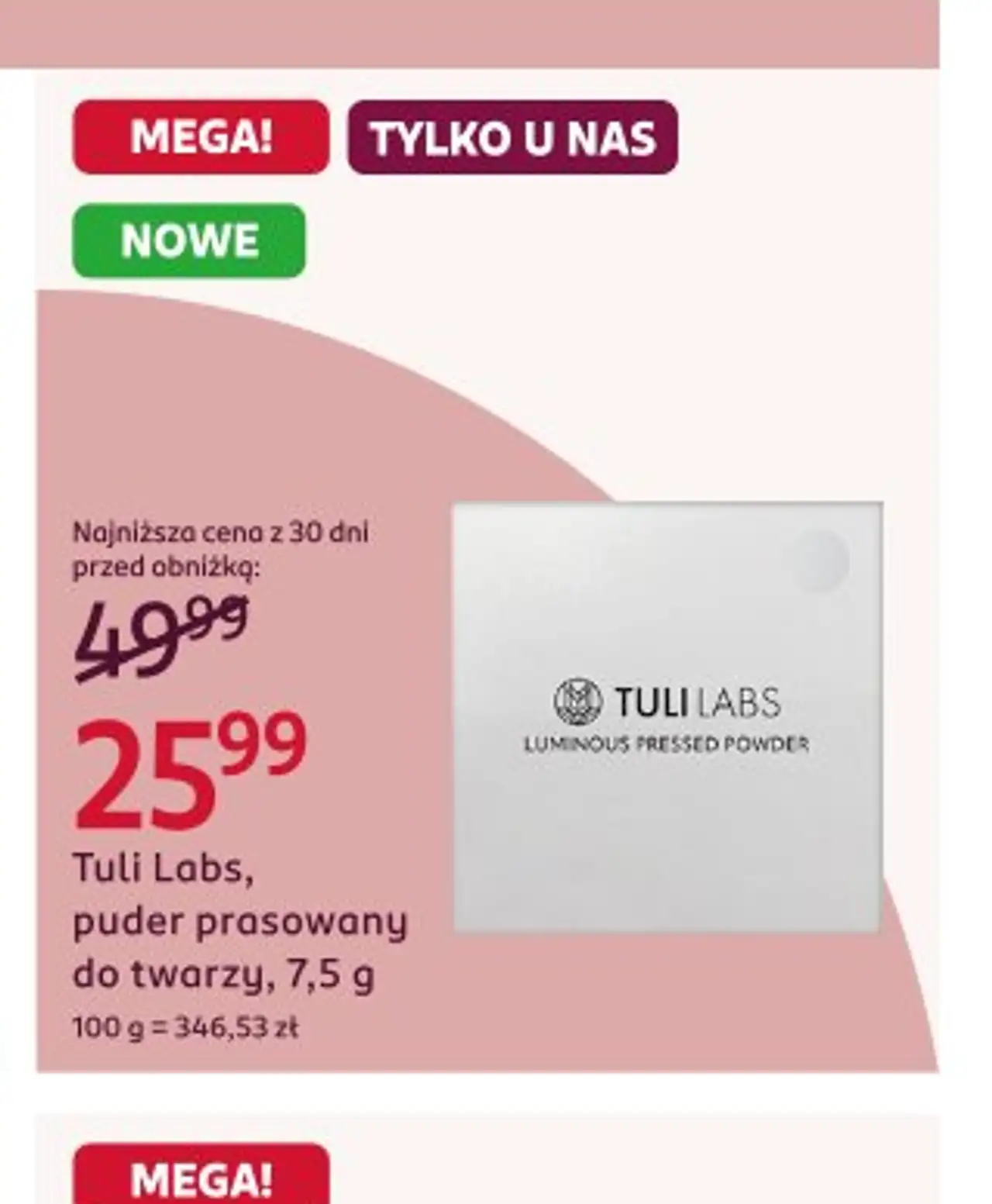 Tuli Labs, puder prasowany do twarzy, 7,5 g