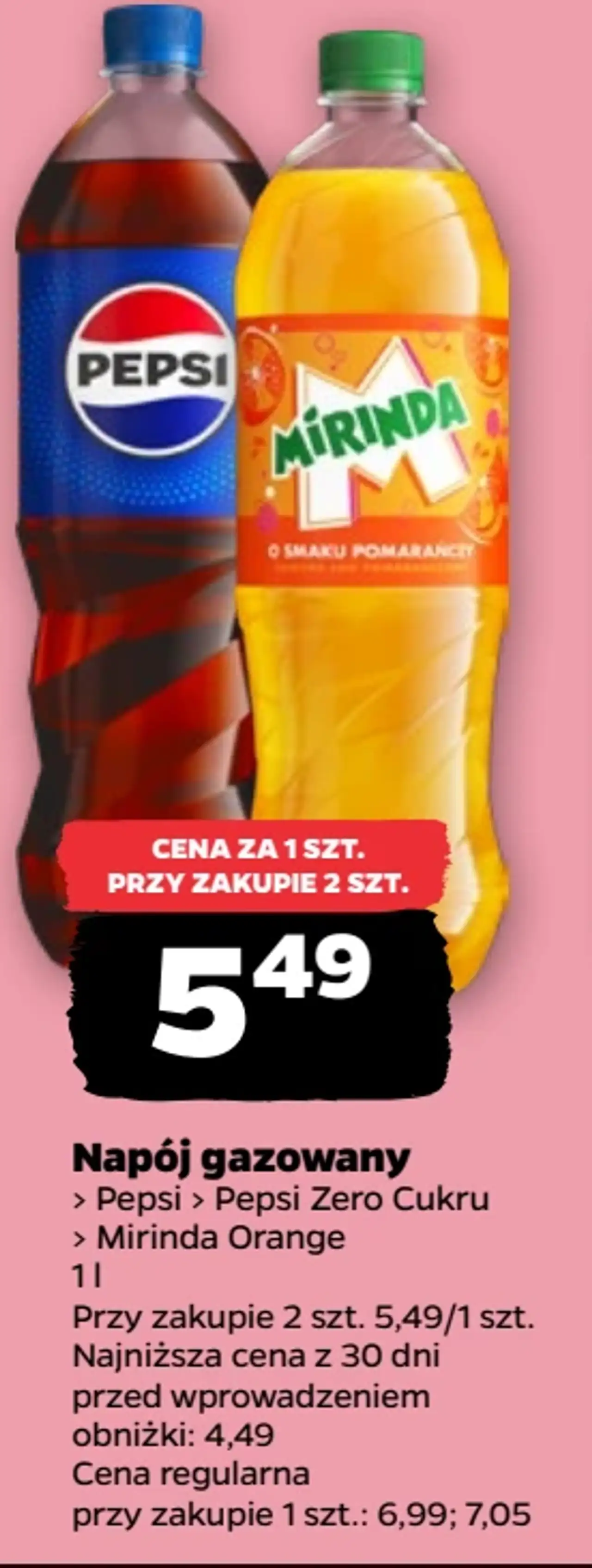 Napój gazowany Pepsi / Pepsi Zero Cukru / Mirinda Orange