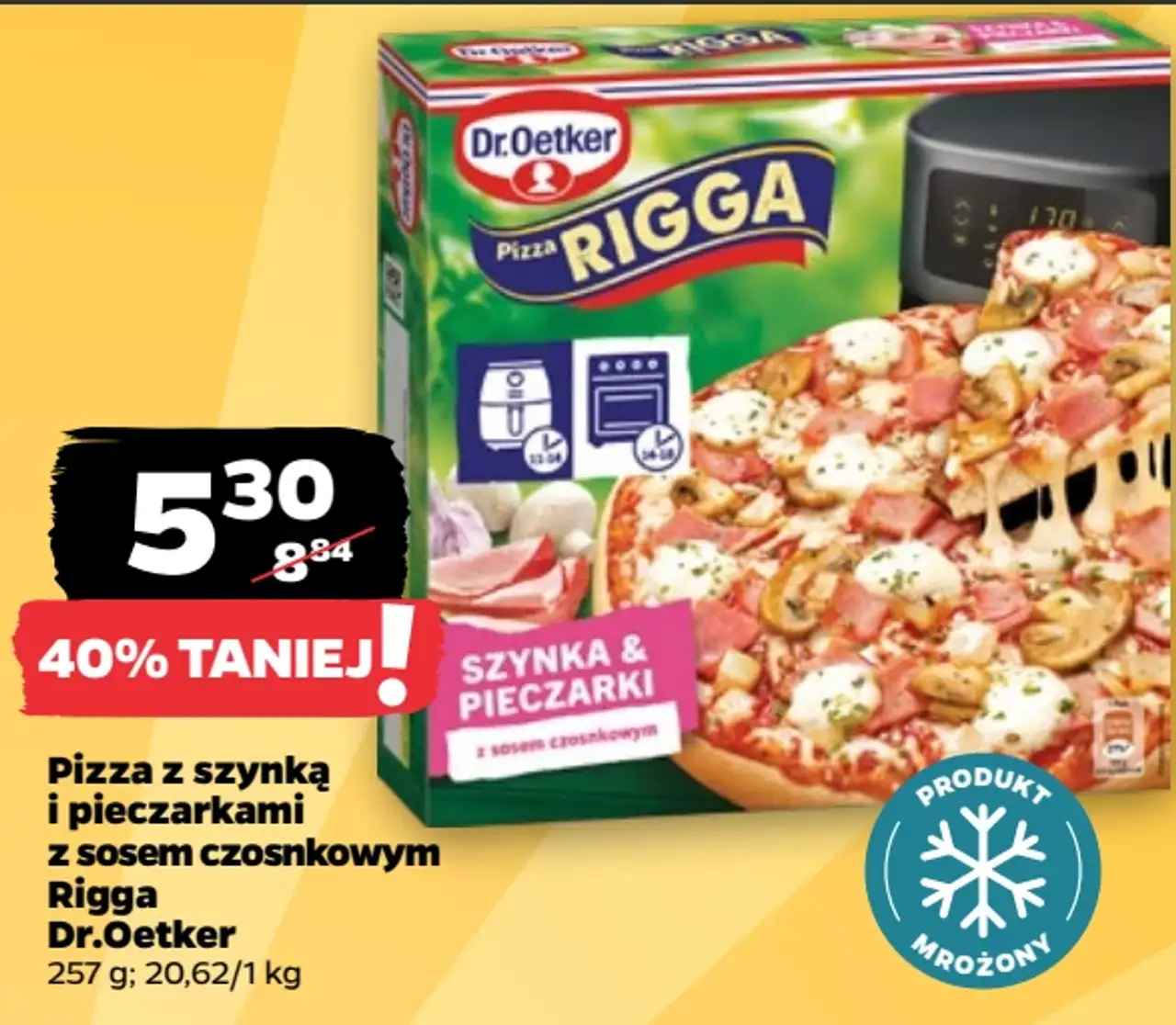 Pizza z szynką i pieczarkami z sosem czosnkowym Rigga Dr.Oetker