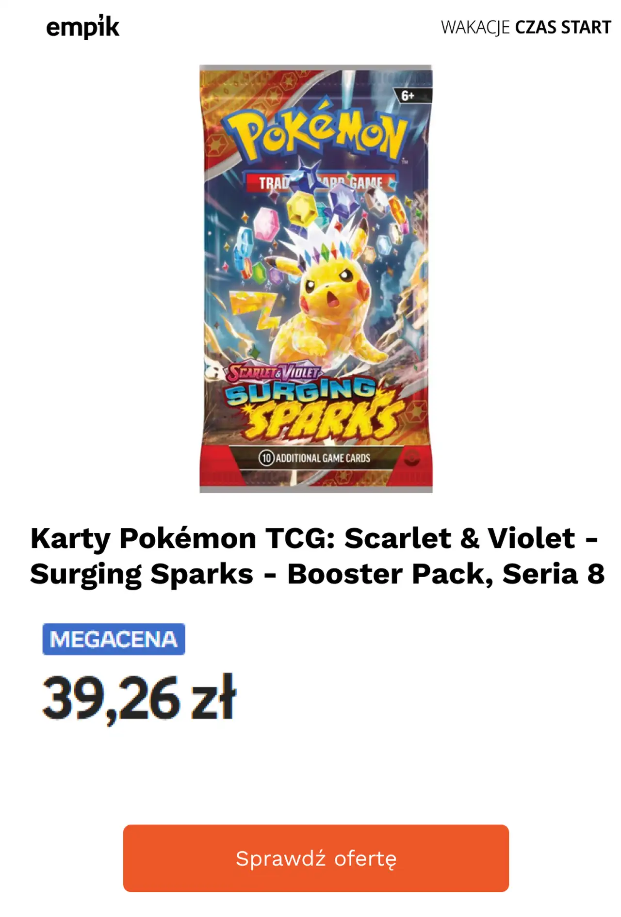 Karty Pokémon TCG: Scarlet & Violet - Surging Sparks - Booster Pack, Seria 8