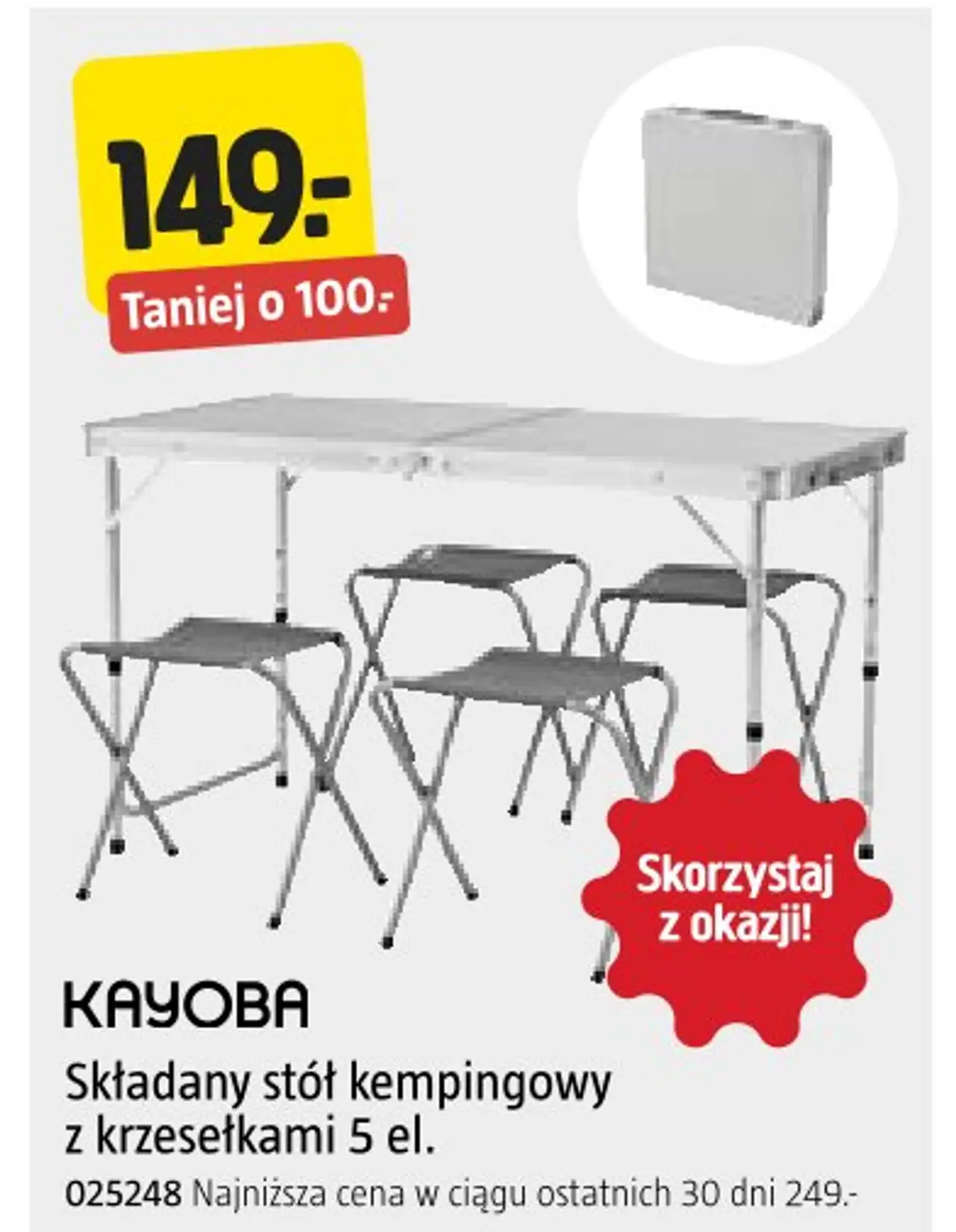 Kayoba Składany stół kempingowy z krzesełkami 5 el.
