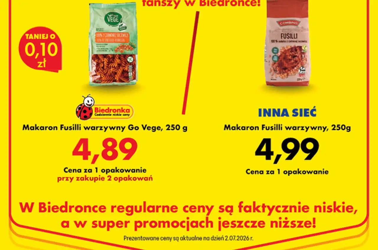 Makaron Fusilli warzywny Go Vege, 250 g