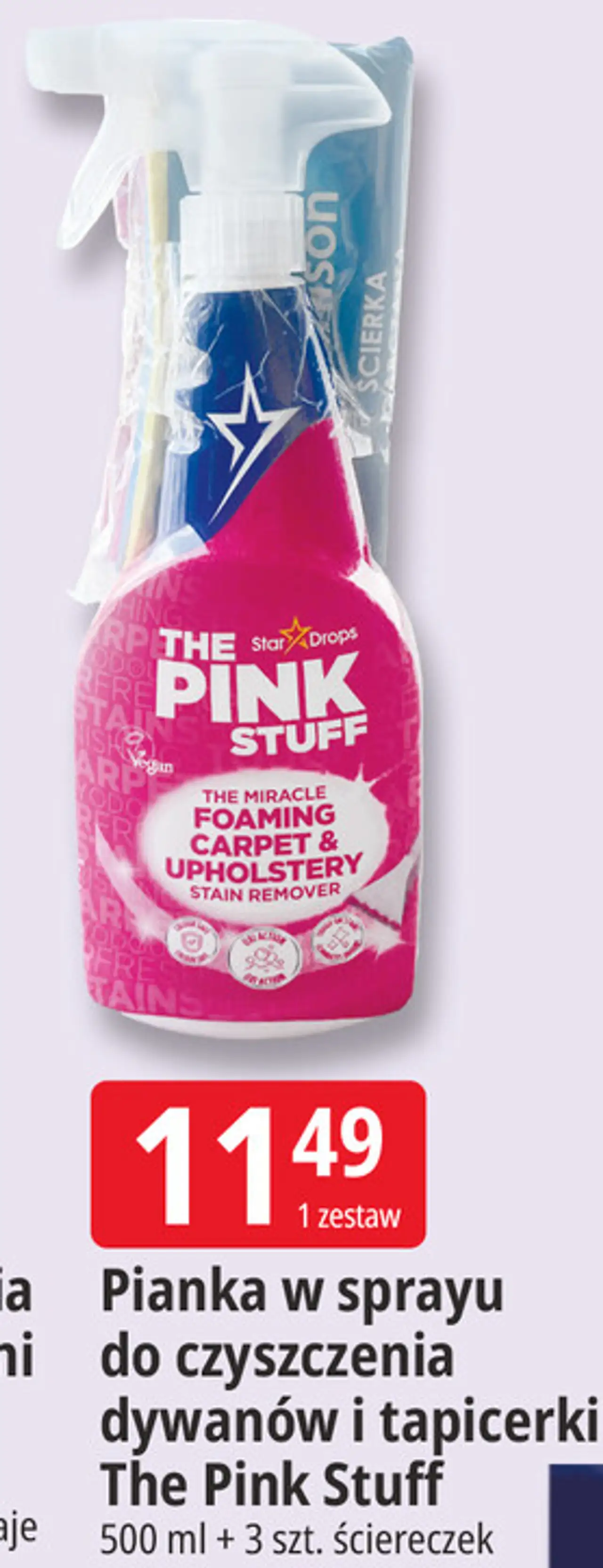 Pianka w sprayu do czyszczenia dywanów i tapicerki The Pink Stuff