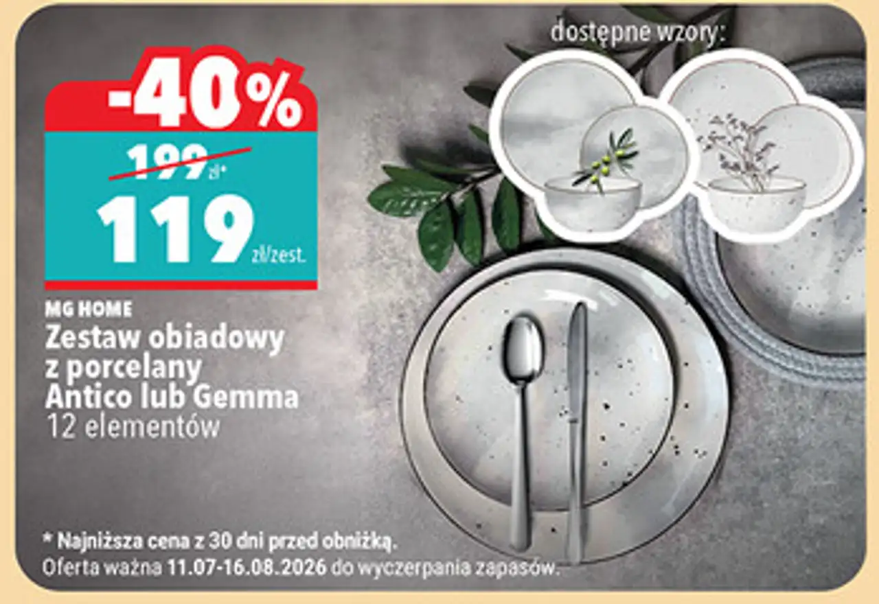 Zestaw obiadowy z porcelany Antico lub Gemma 12 elementów MG HOME