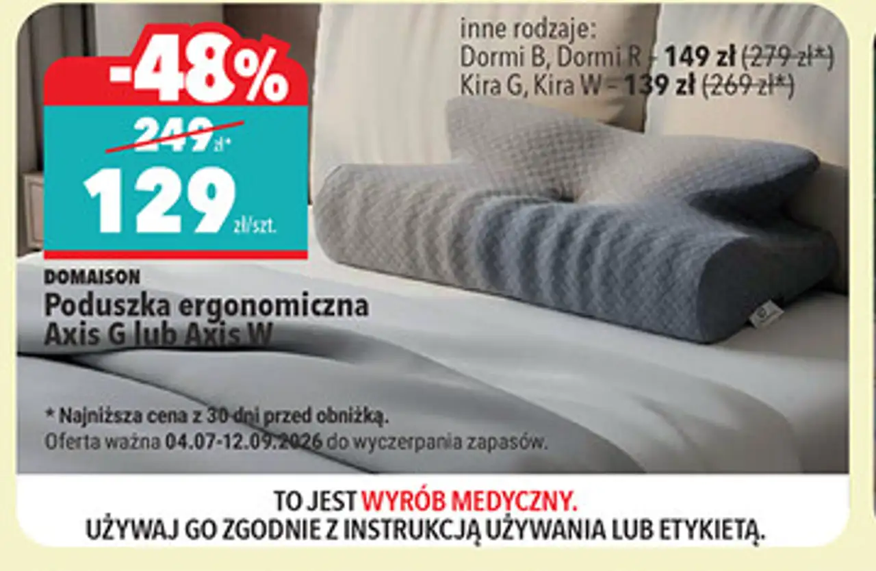 Poduszka ergonomiczna Domaison Axis G lub Axis W