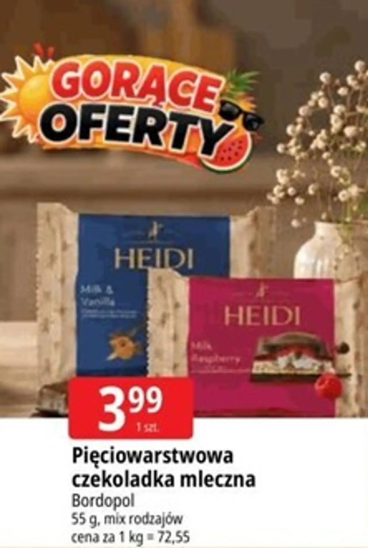 Pięciowarstwowa czekoladka mleczna Bordopol Heidi