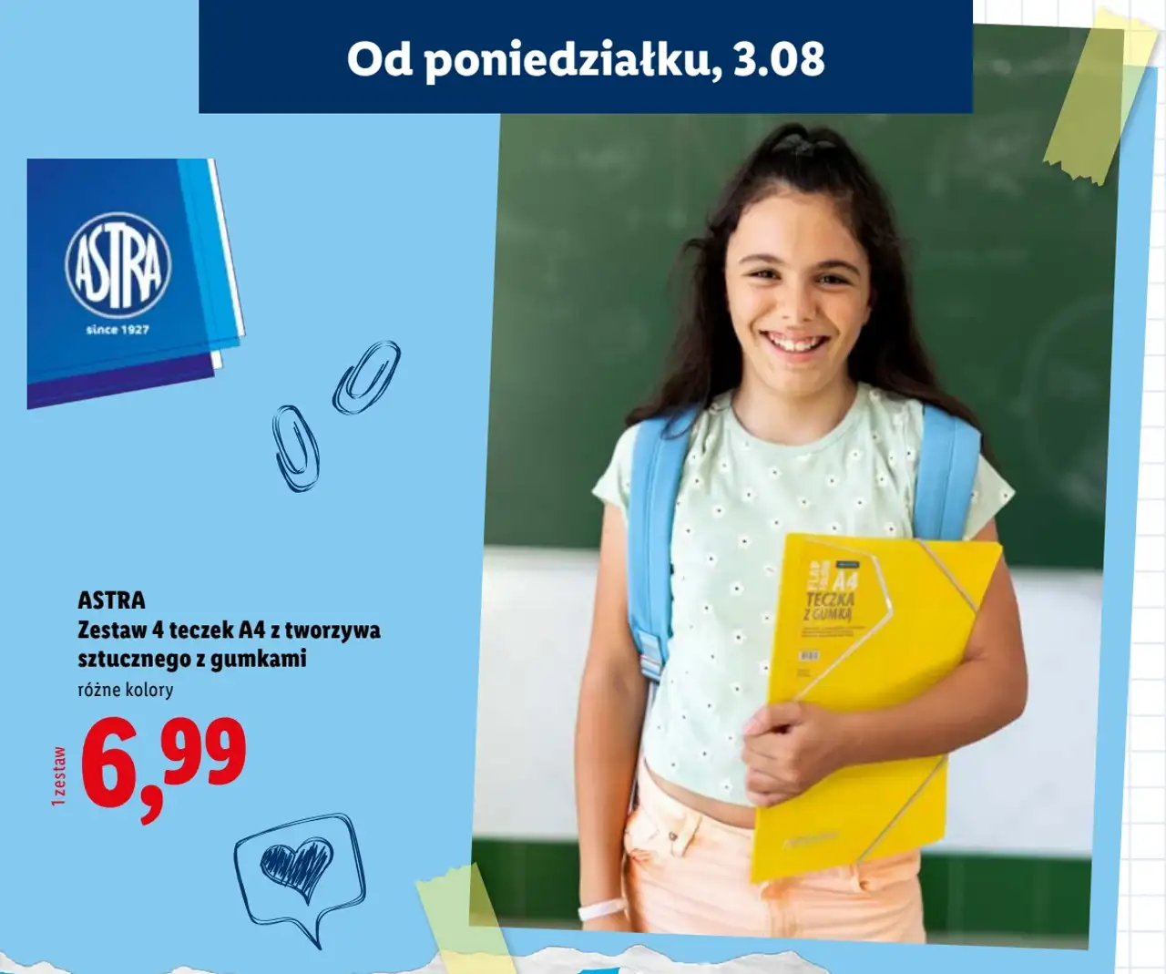 ASTRA Zestaw 4 teczek A4 z tworzywa sztucznego z gumkami