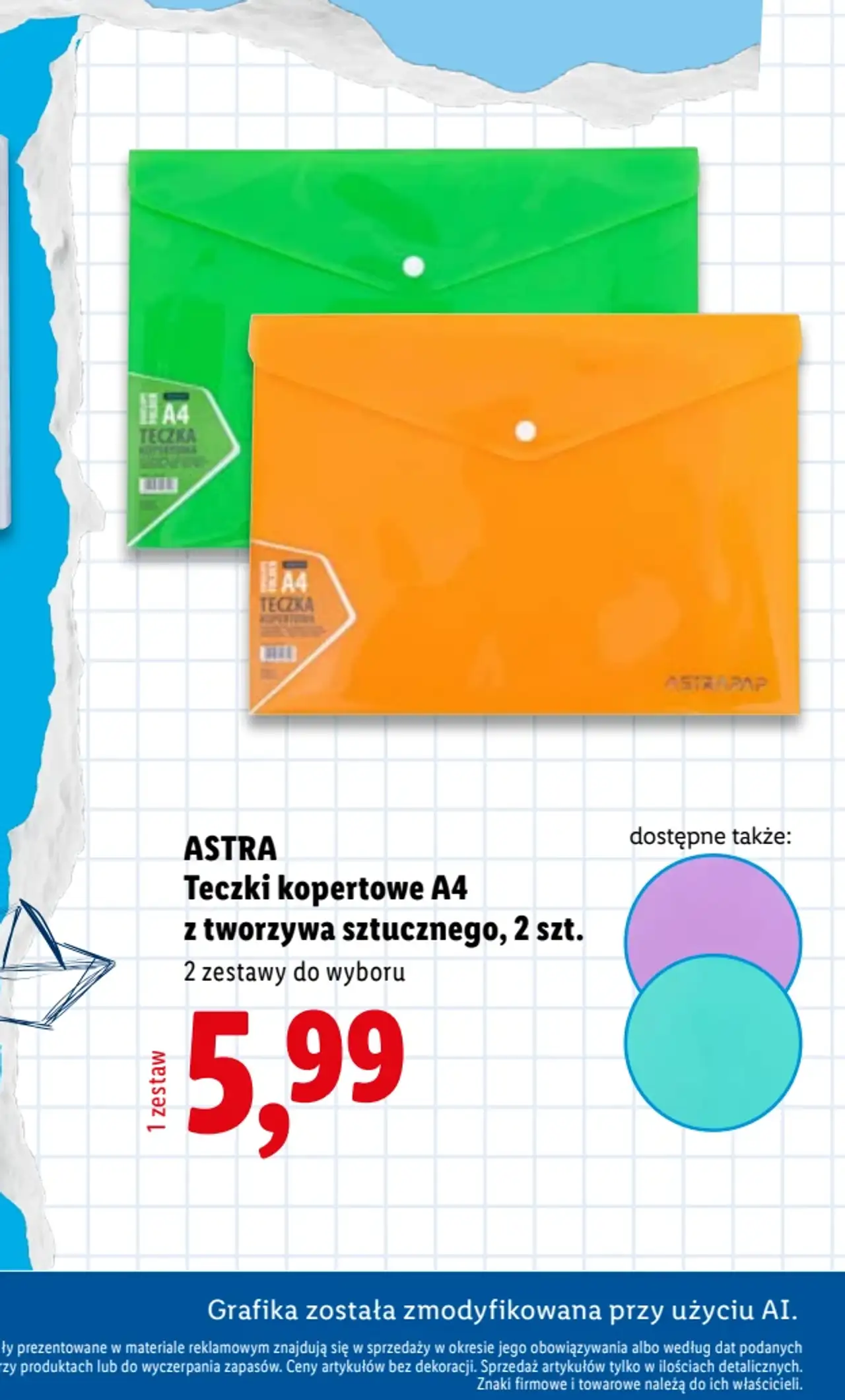 ASTRA Teczki kopertowe A4 z tworzywa sztucznego, 2 szt.