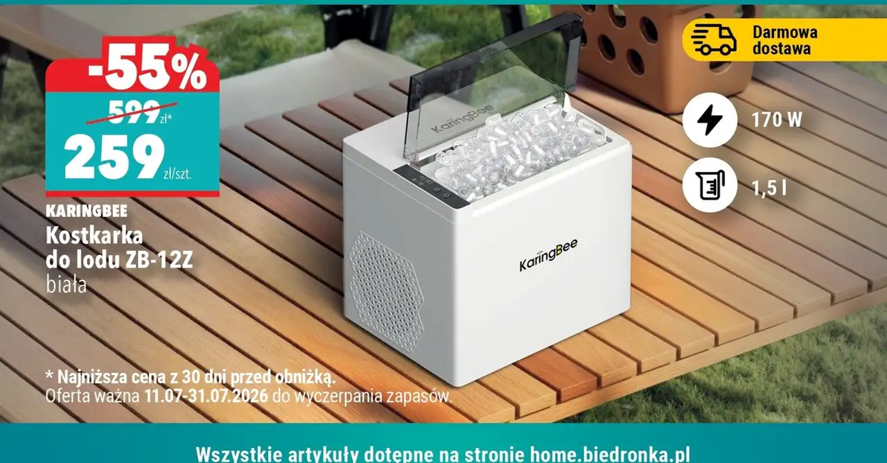 KARINGBEE Kostkarka do lodu ZB-12Z biała