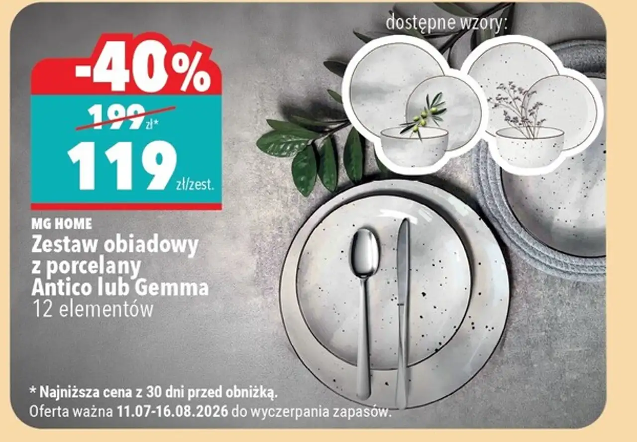 Zestaw obiadowy z porcelany Antico lub Gemma MG Home