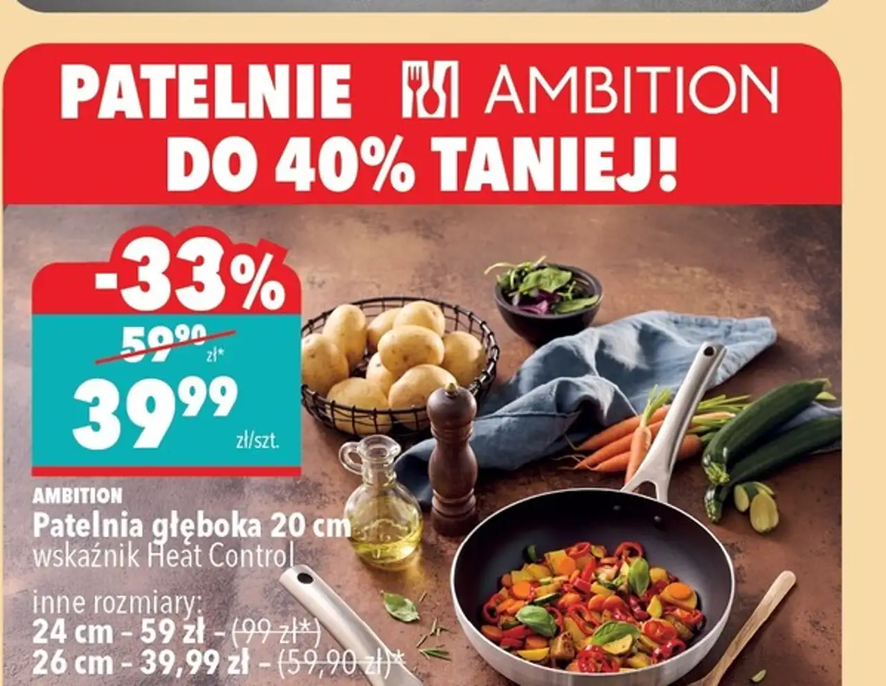Patelnia głęboka 20 cm Ambition
