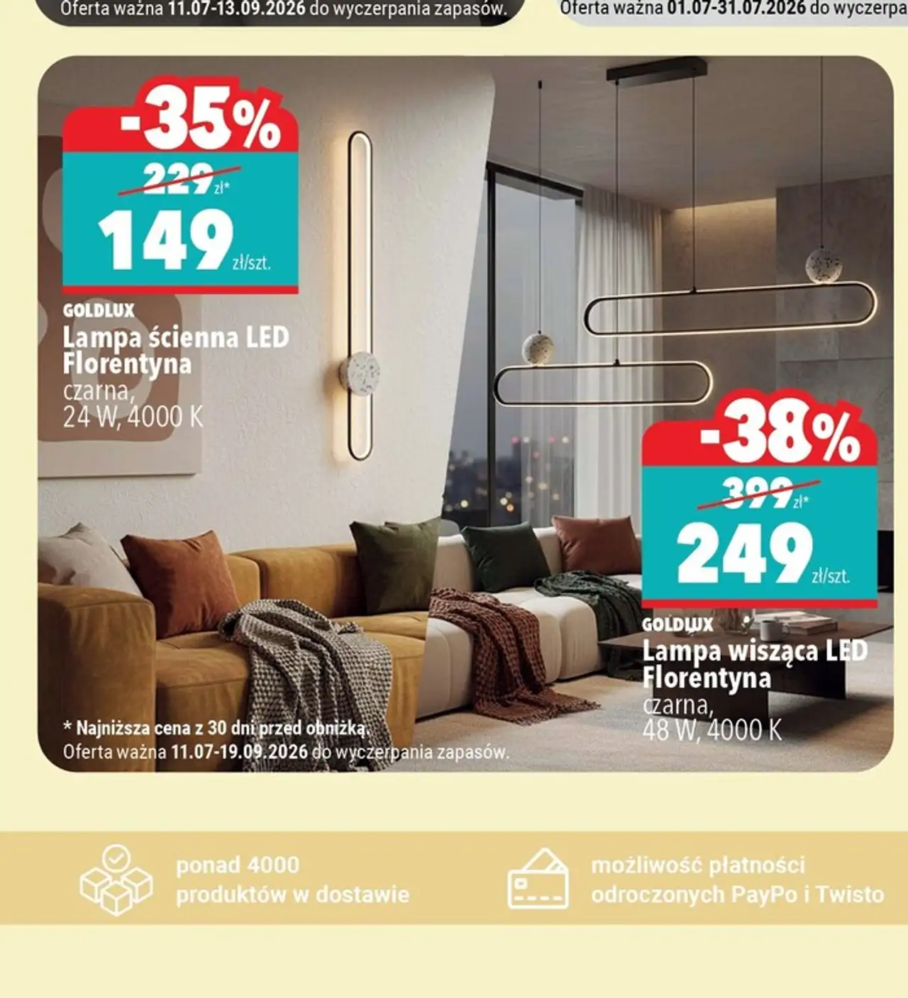 GOLDLUX Lampa ścienna LED Florentyna / wisząca LED