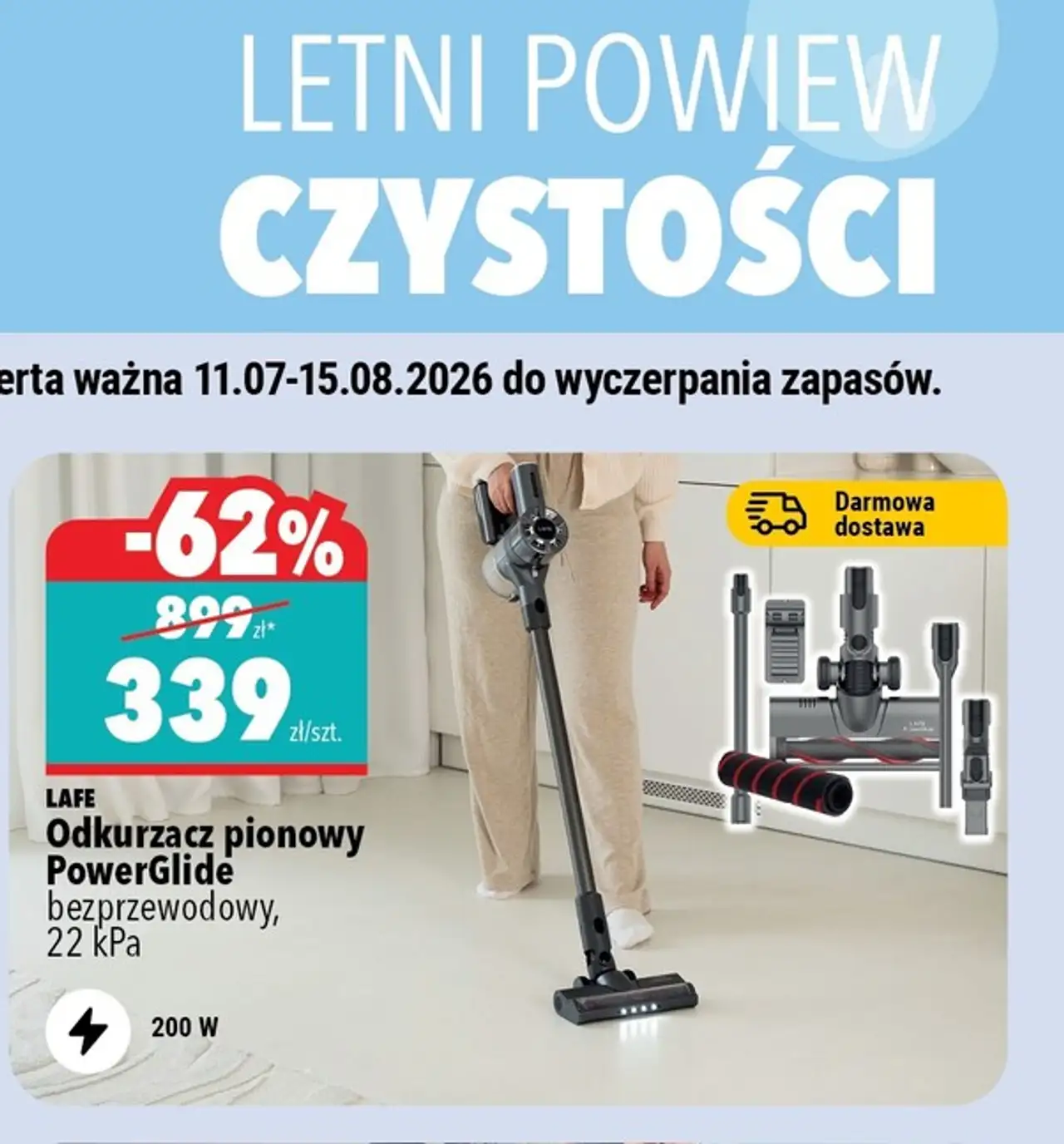 Lafe Odkurzacz pionowy PowerGlide bezprzewodowy, 22 kPa
