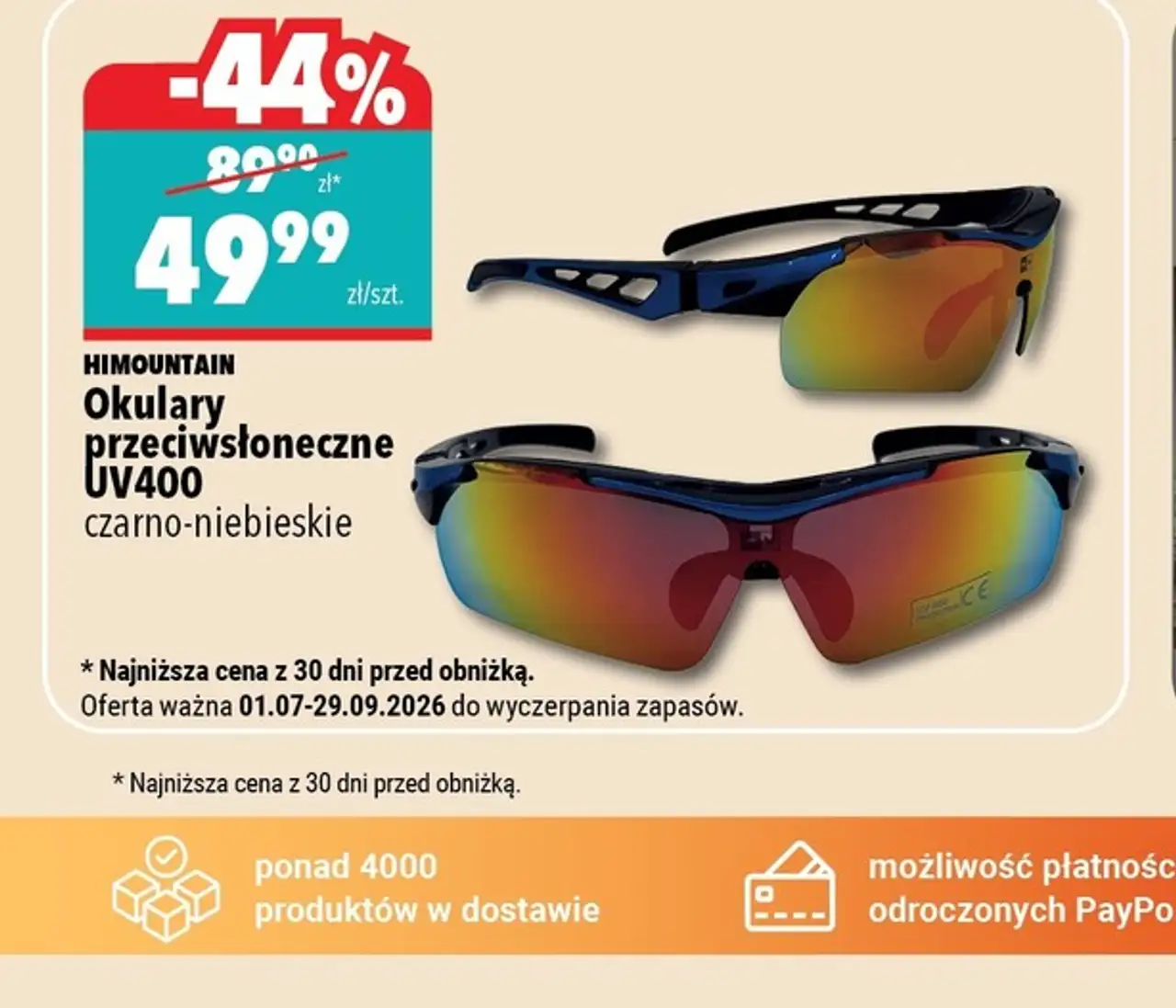 HIMOUNTAIN Okulary przeciwsłoneczne UV400 czarno-niebieskie