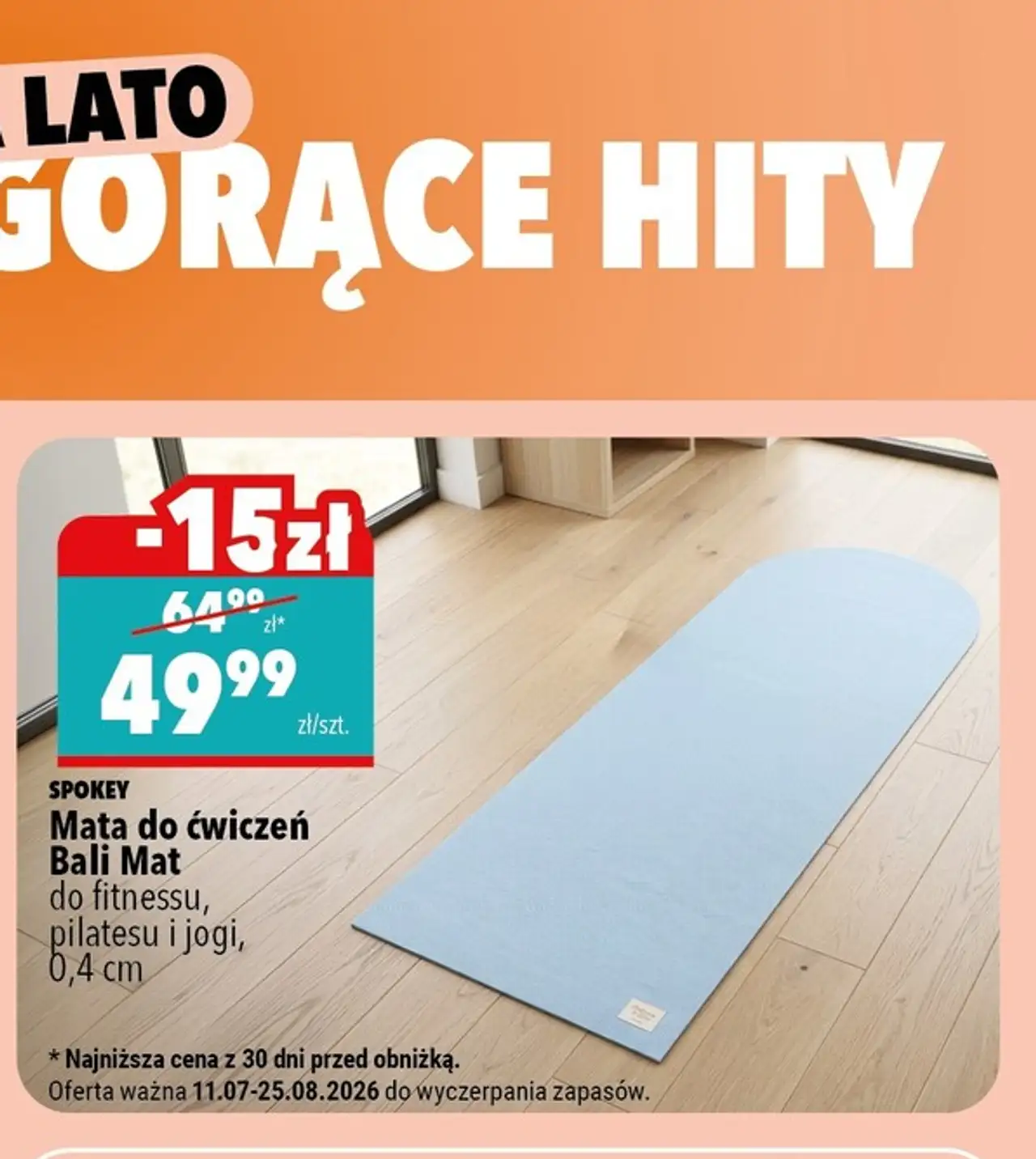 Spokey Mata do ćwiczeń Bali Mat do fitnessu, pilatesu i jogi, 0,4 cm