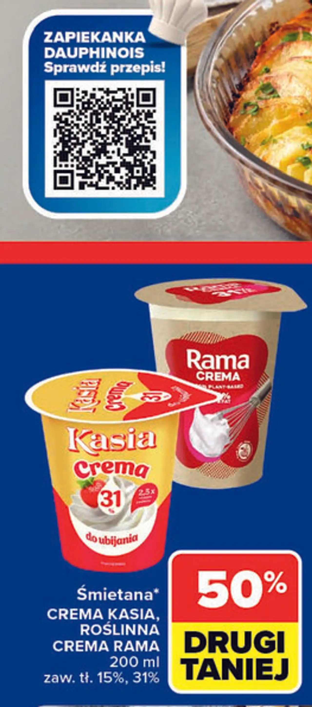 Śmietana CREMA KASIA, ROŚLINNA CREMA RAMA 200 ml
