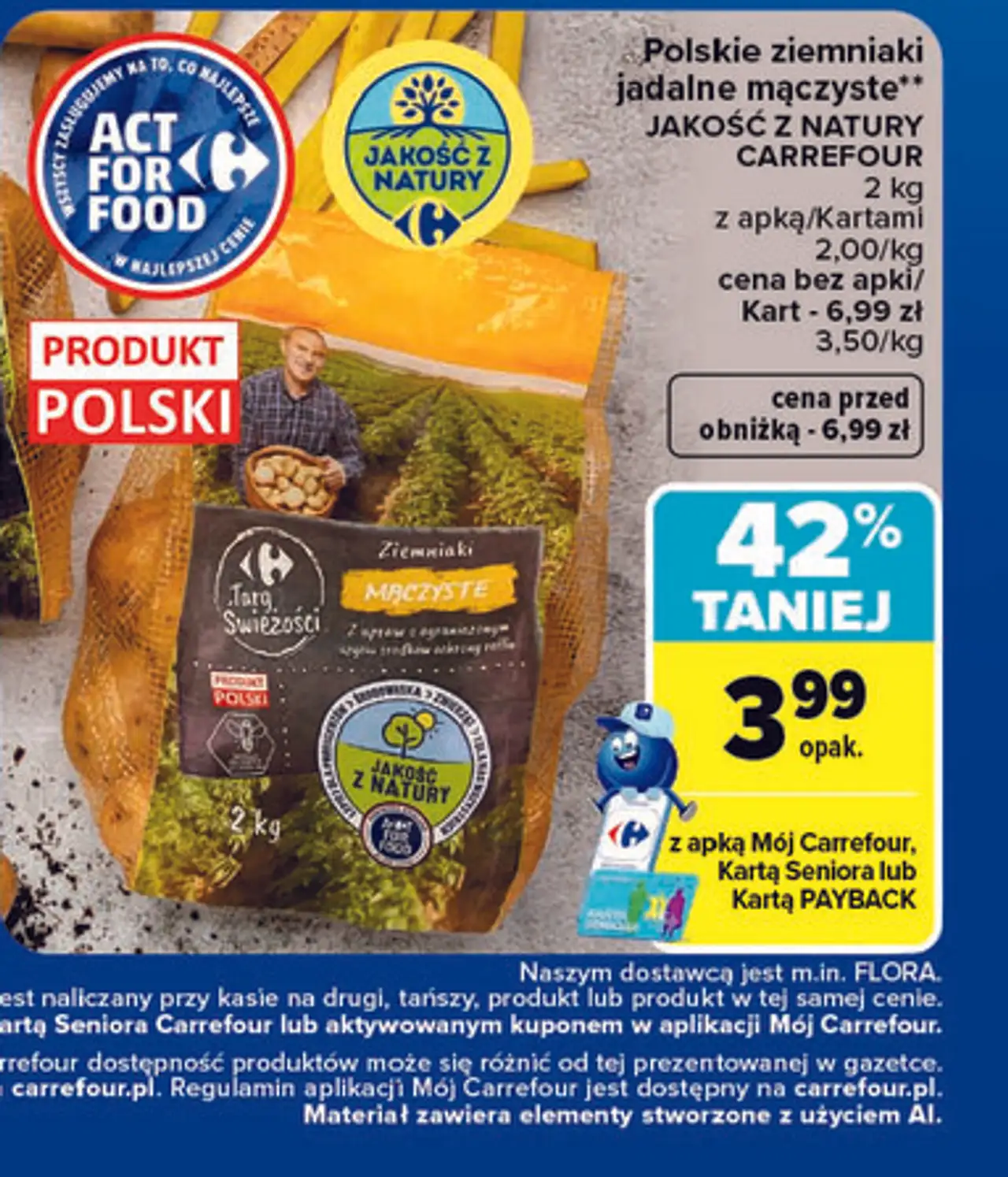 Polskie ziemniaki jadalne mączyste JAKOŚĆ Z NATURY CARREFOUR 2 kg
