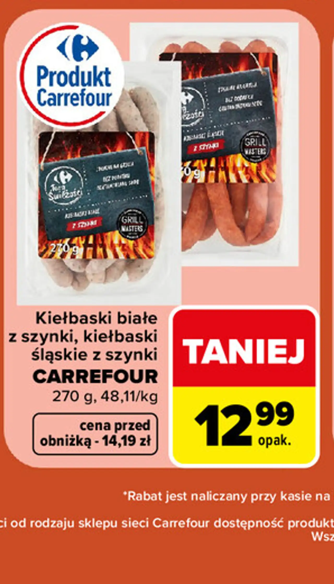 Kiełbaski białe z szynki, kiełbaski śląskie z szynki Carrefour
