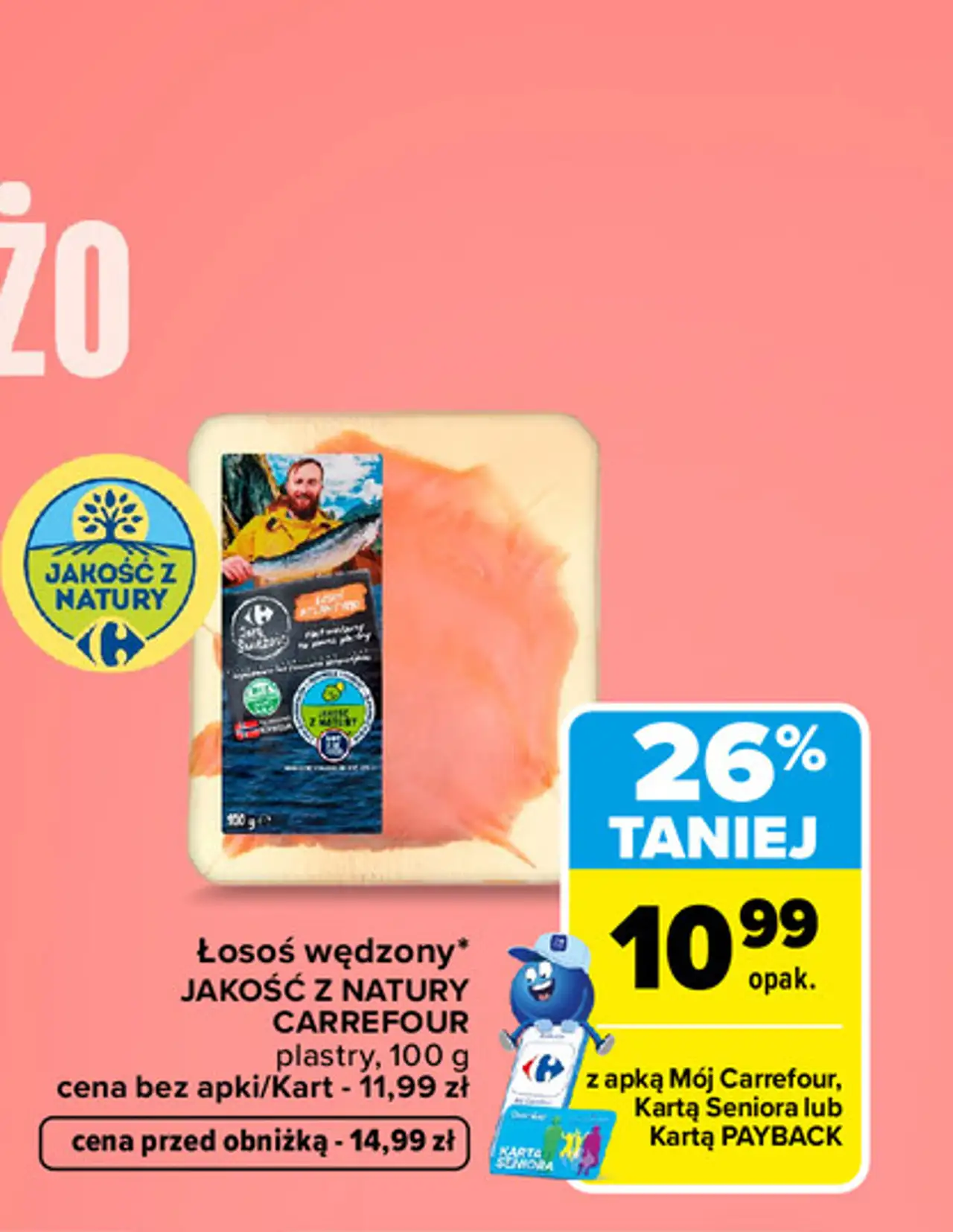 Łosoś wędzony Jakość z Natury Carrefour plastry