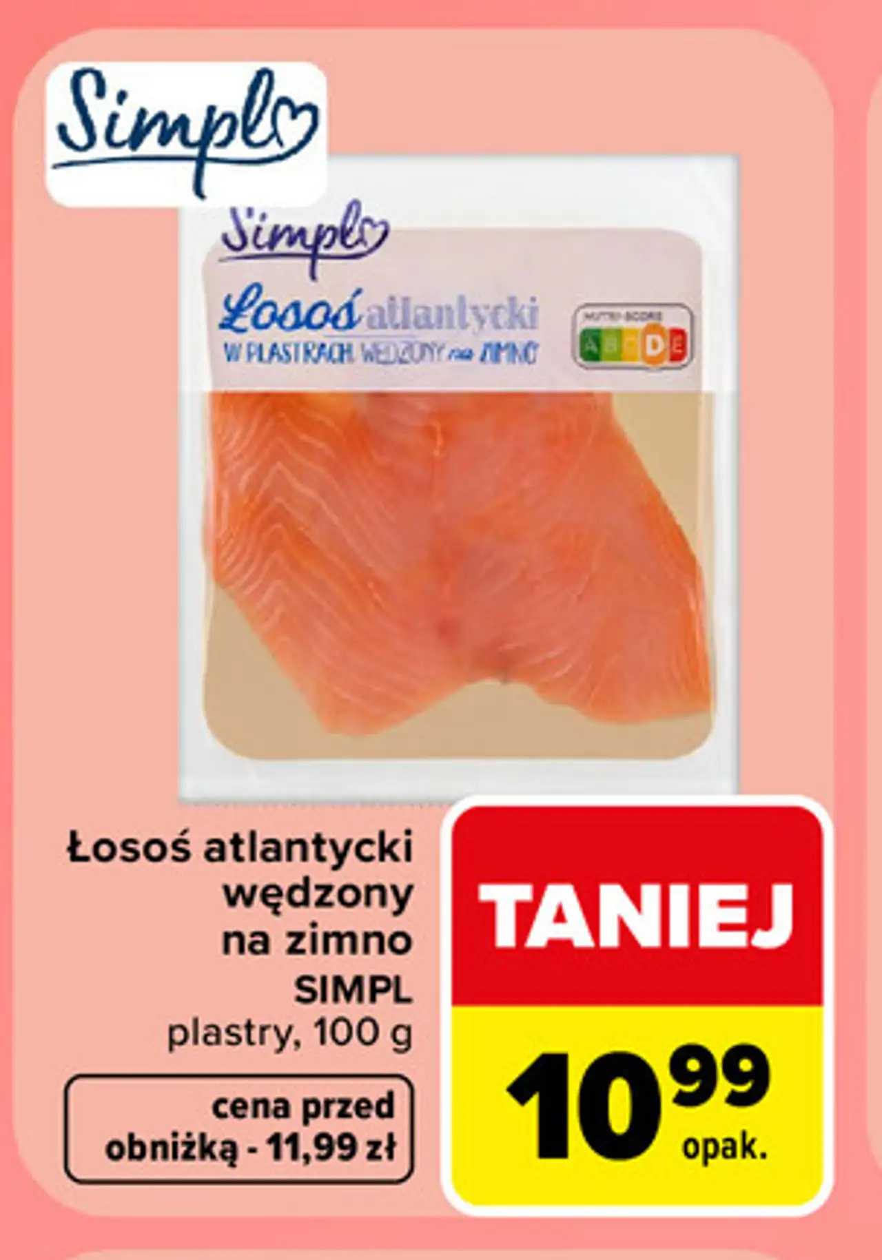 Łosoś atlantycki wędzony na zimno Simpl plastry