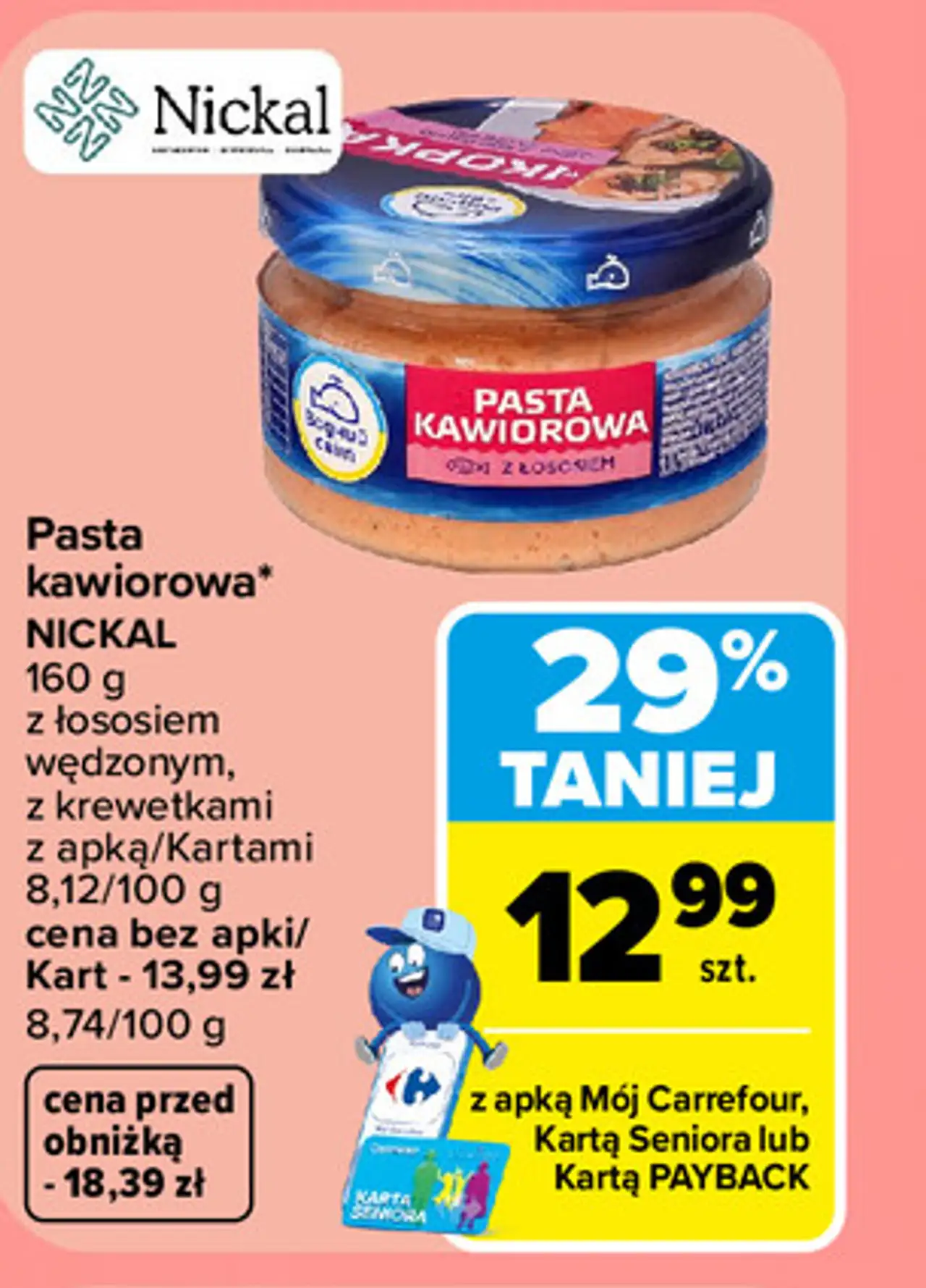 Pasta kawiorowa Nickal z łososiem wędzonym, z krewetkami