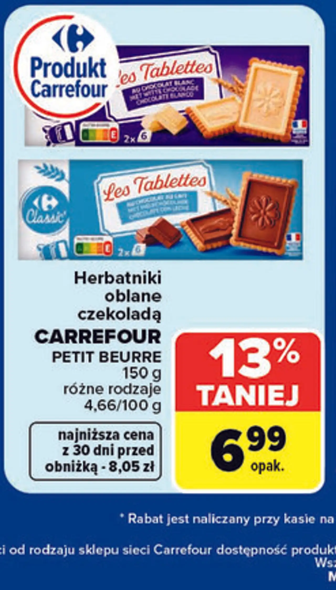 Herbatniki oblane czekoladą CARREFOUR PETIT BEURRE