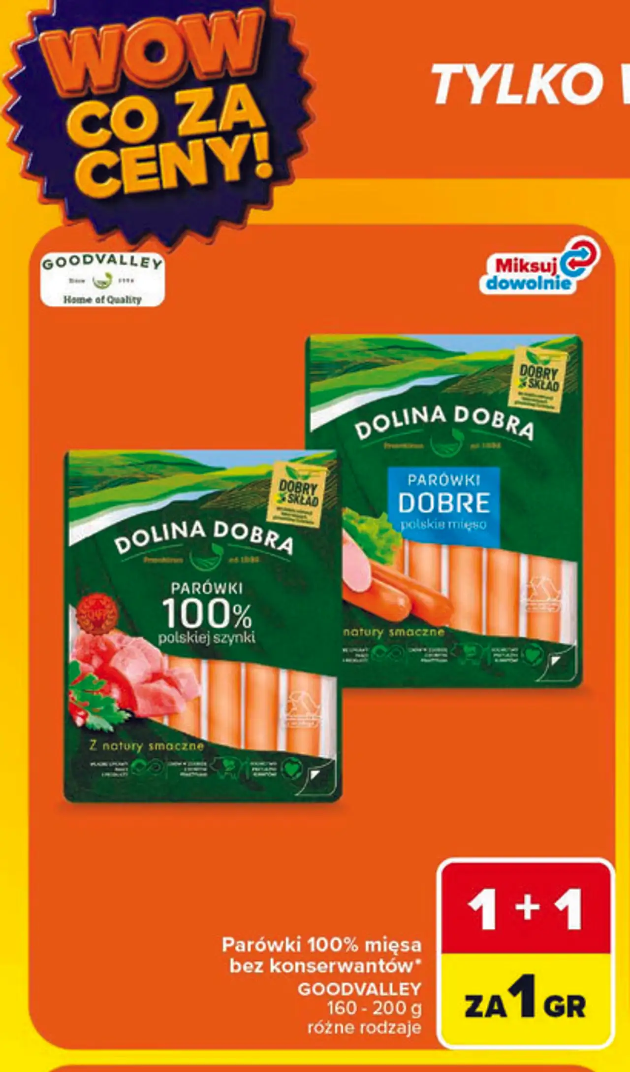Parówki 100% mięsa bez konserwantów Dolina Dobra Goodvalley