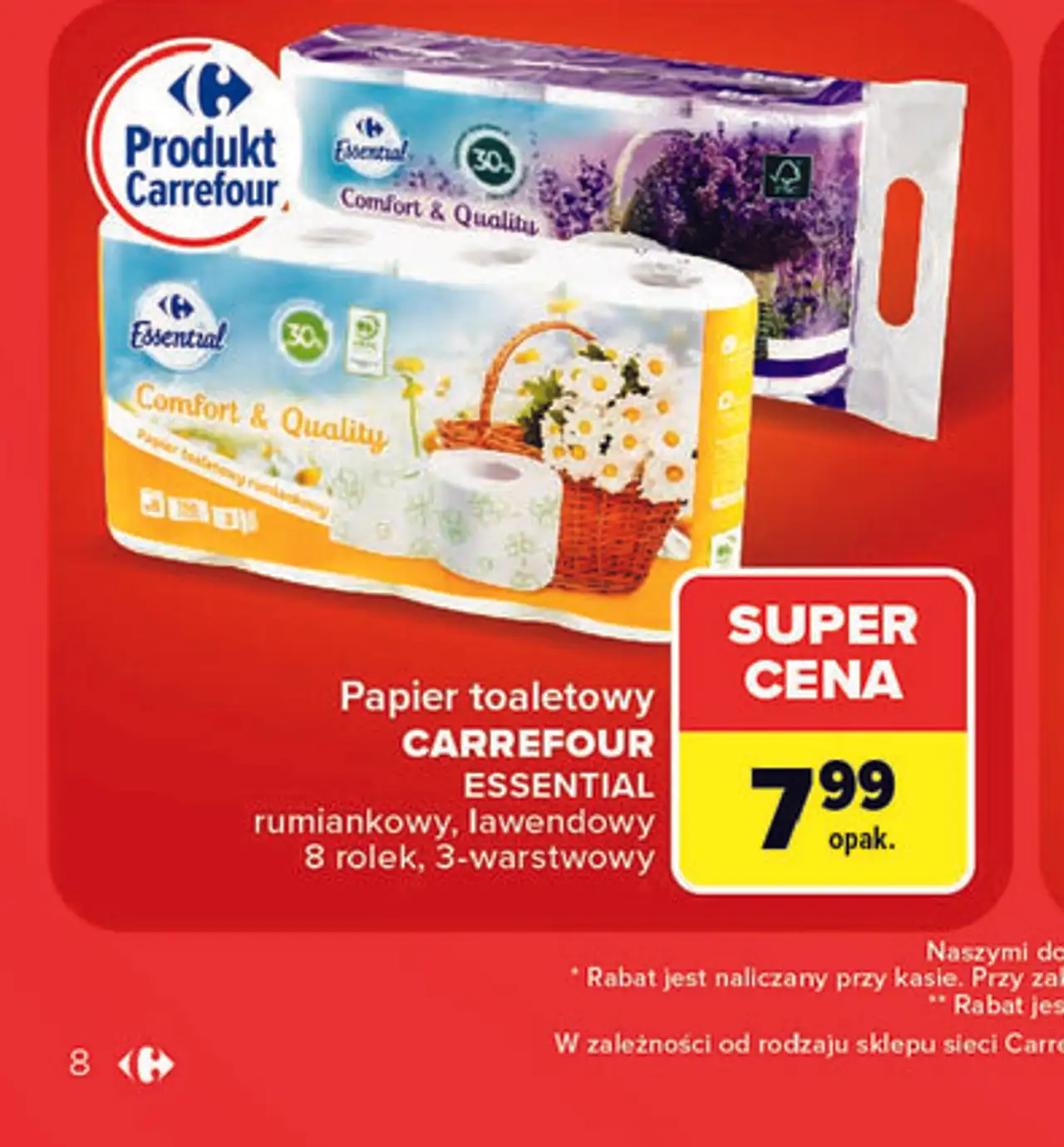 Carrefour Essential Papier toaletowy rumiankowy, lawendowy