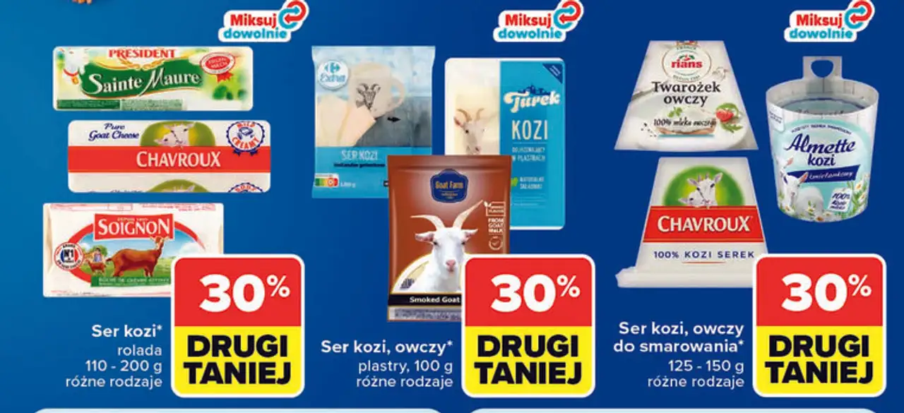 Sery kozie i owcze (Chavroux, Soignon, Turek, Rians, Almette)