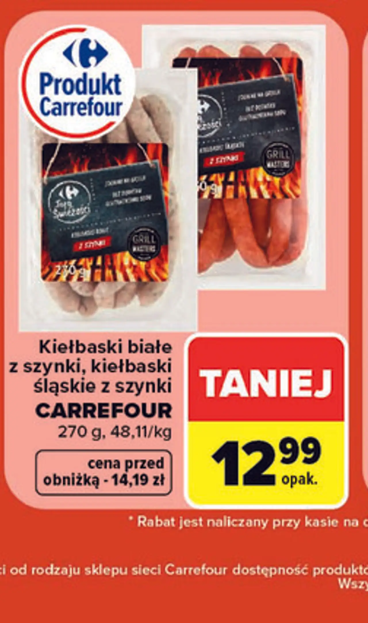 Kiełbaski białe z szynki, kiełbaski śląskie z szynki Carrefour