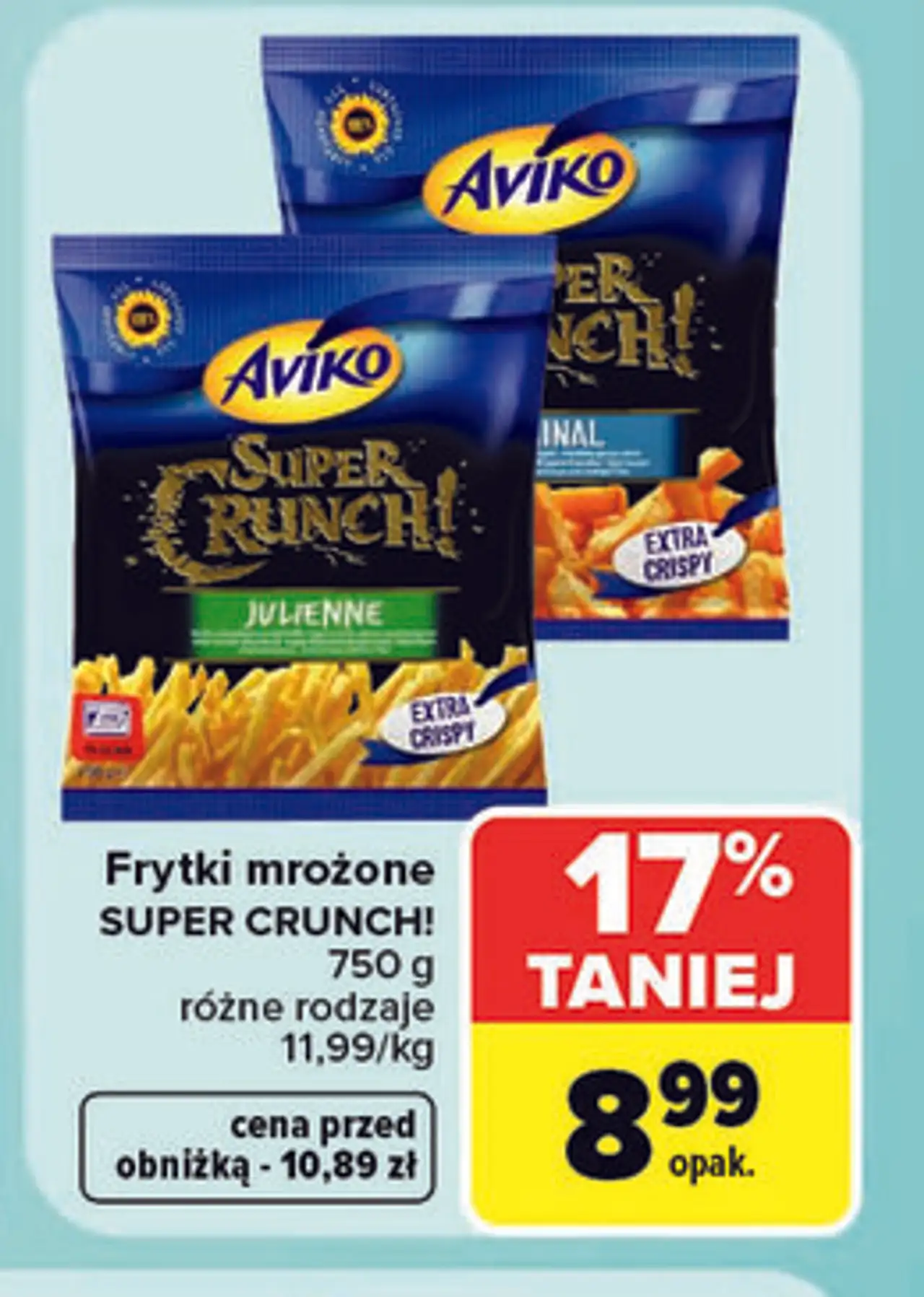 Frytki mrożone Super Crunch! Aviko, różne rodzaje