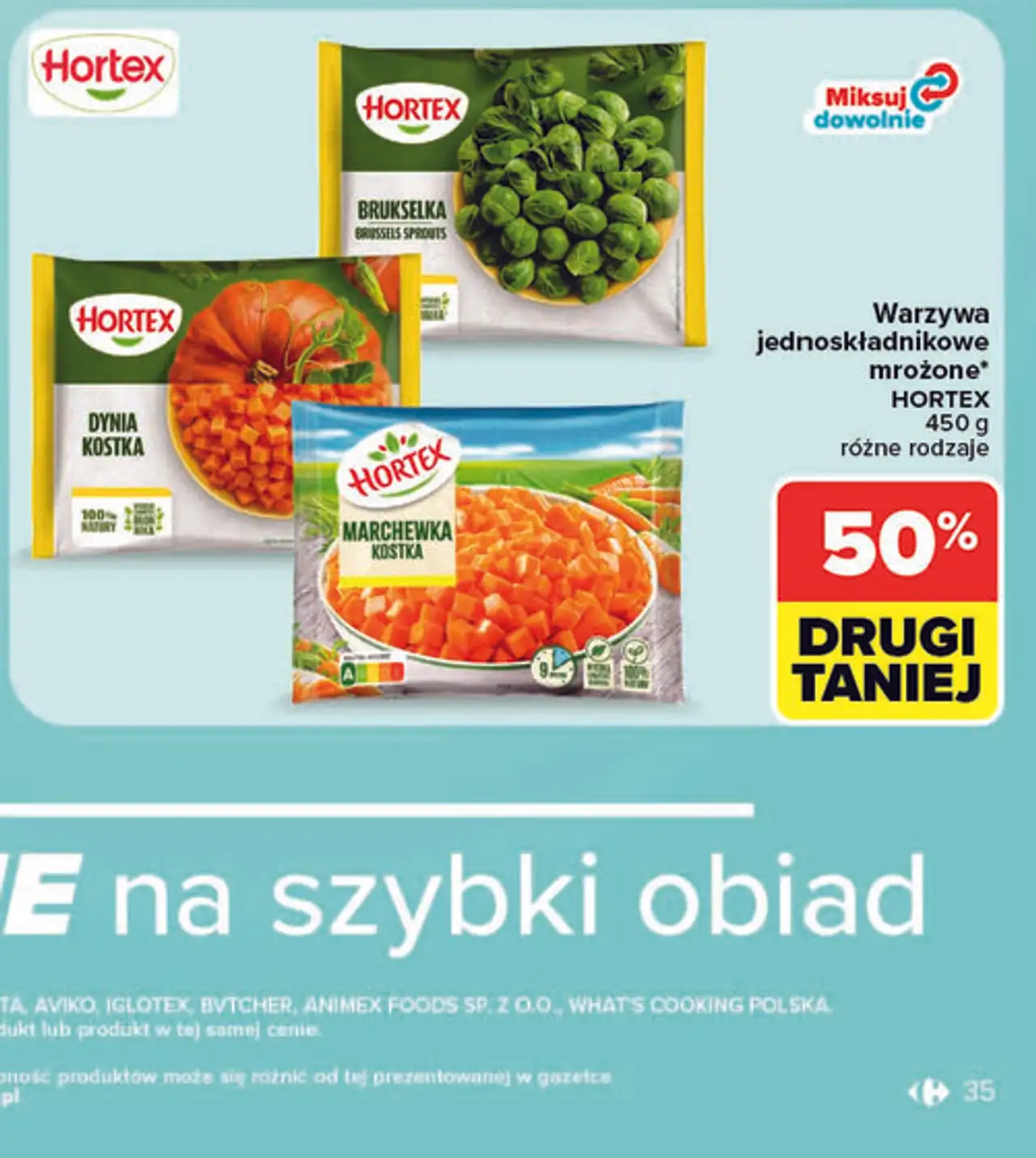 Warzywa jednoskładnikowe mrożone Hortex, różne rodzaje