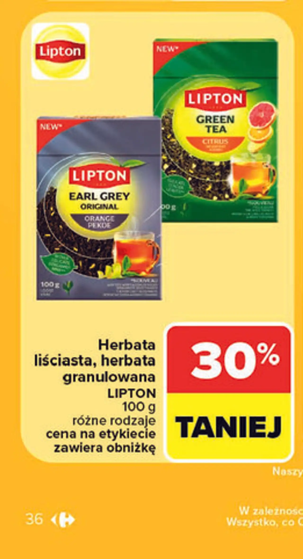 Herbata liściasta, herbata granulowana LIPTON