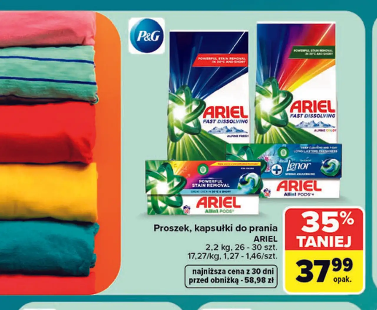 Proszek, kapsułki do prania ARIEL