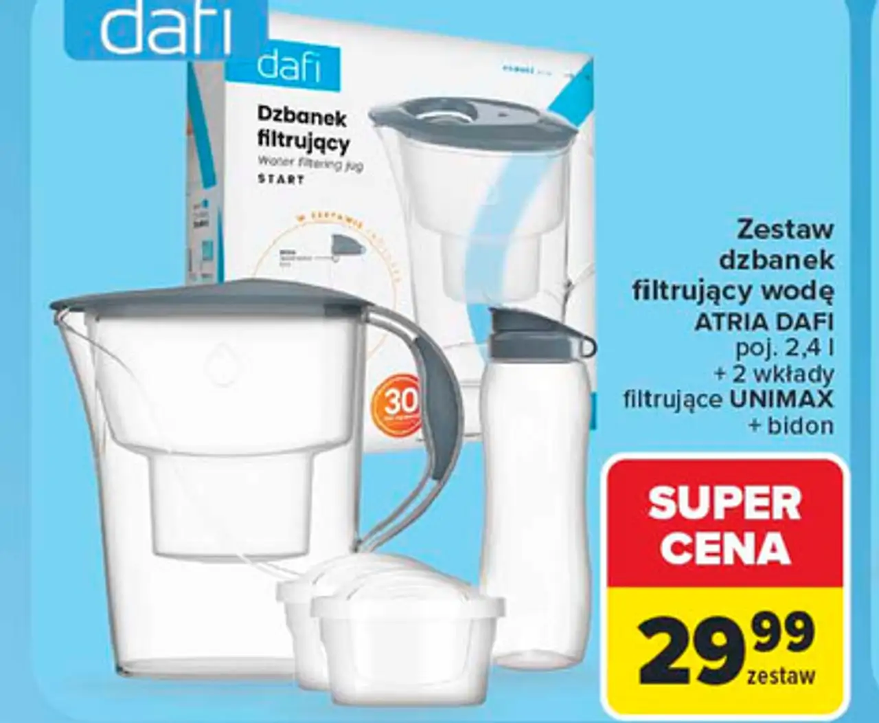 Zestaw dzbanek filtrujący wodę ATRIA DAFI