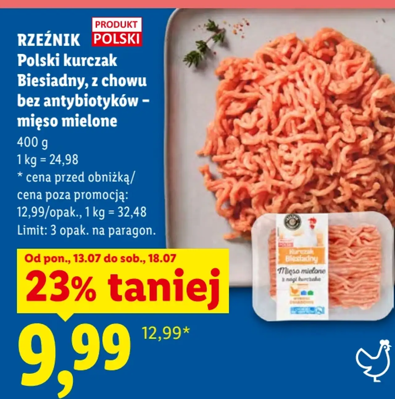 RZEŹNIK Polski kurczak Biesiadny, z chowu bez antybiotyków - mięso mielone