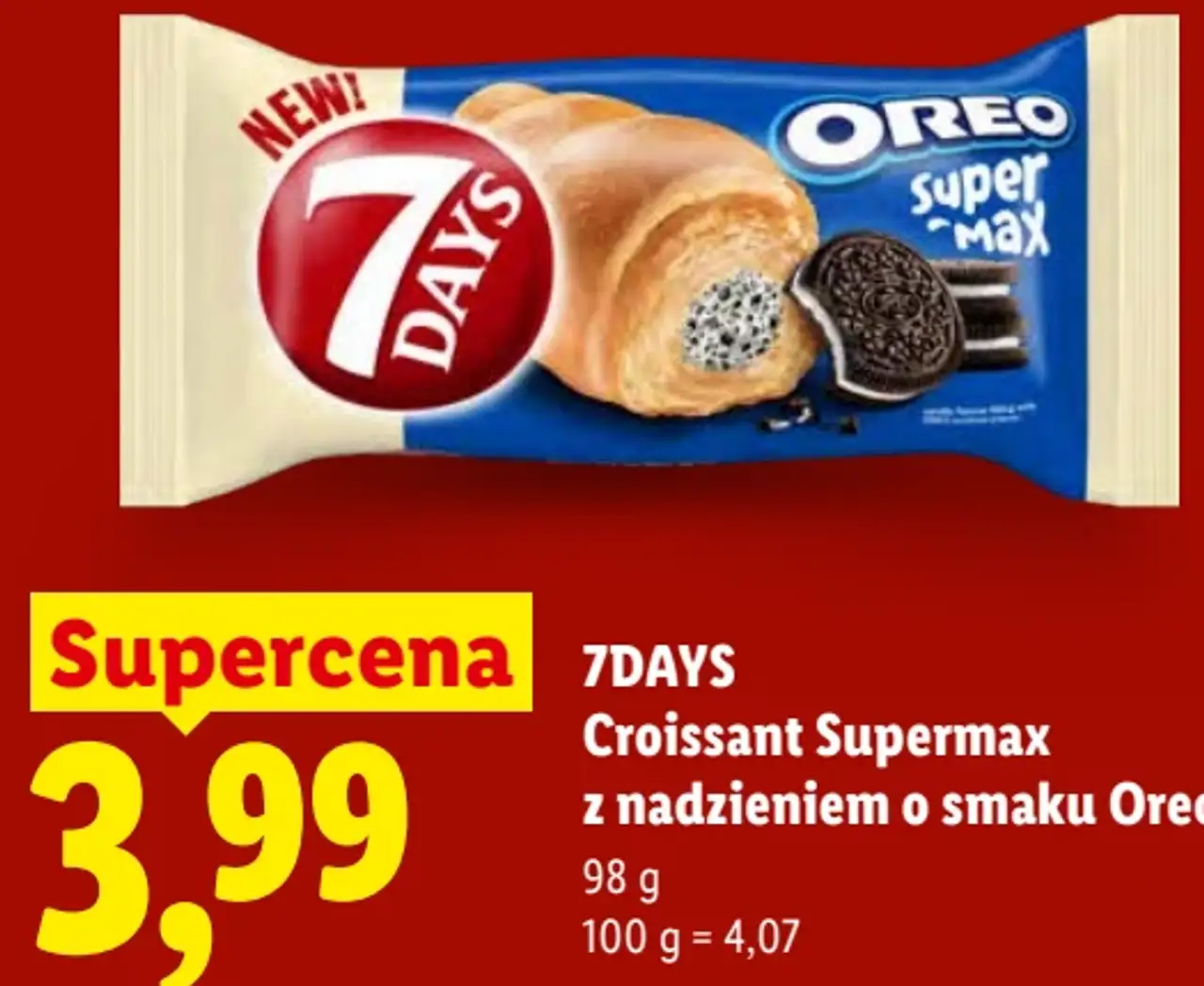 7DAYS Croissant Supermax z nadzieniem o smaku Oreo