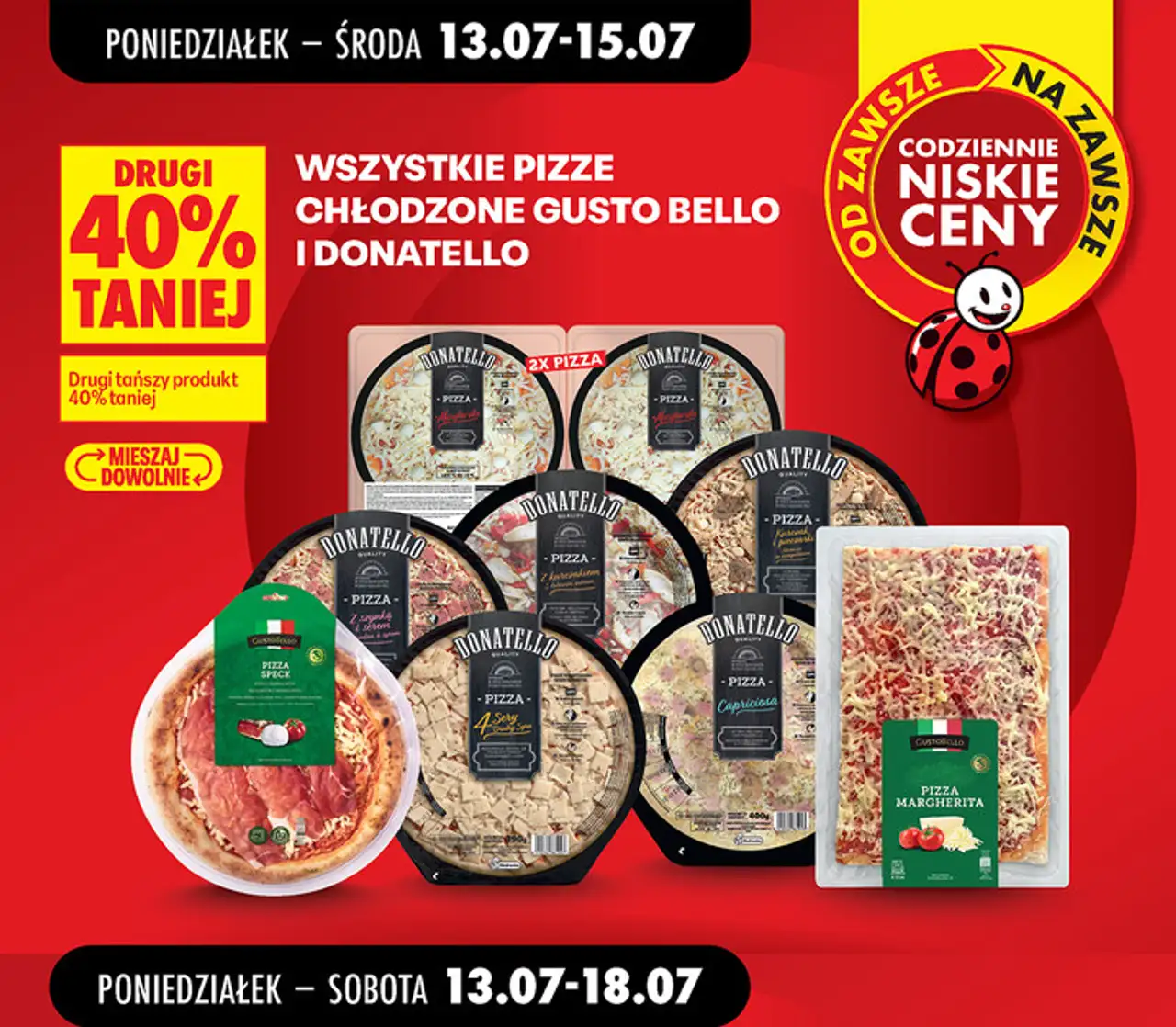 Wszystkie pizze chłodzone Gusto Bello i Donatello