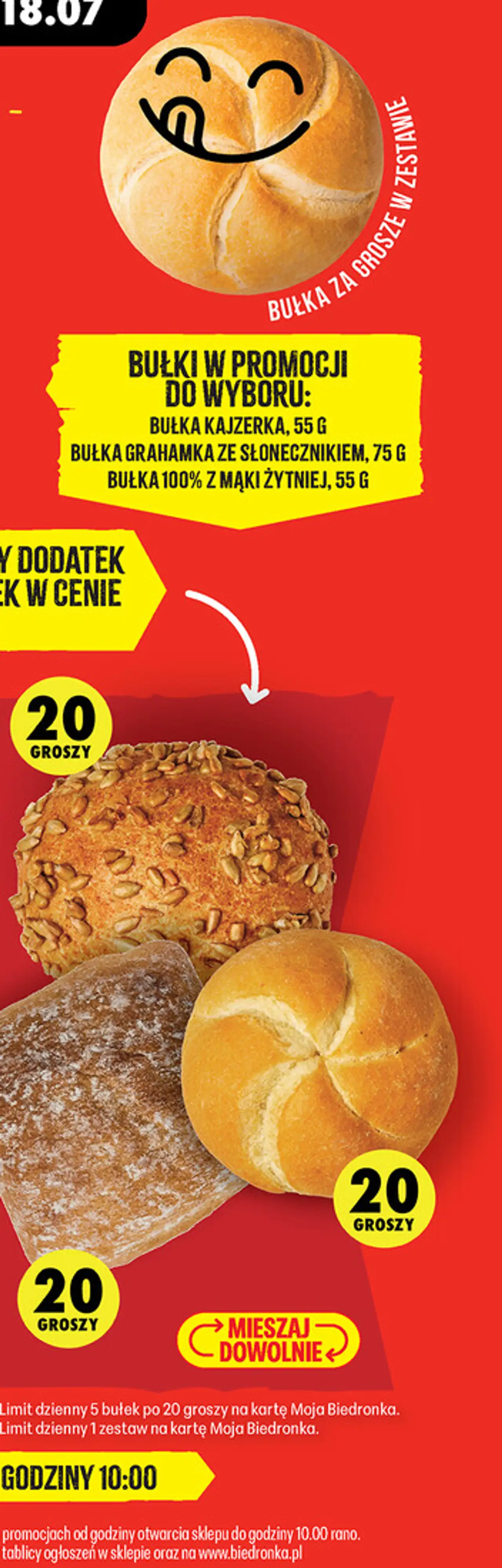 Bułka kajzerka 55g / Bułka grahamka ze słonecznikiem 75g / Bułka 100% z mąki żytniej 55g