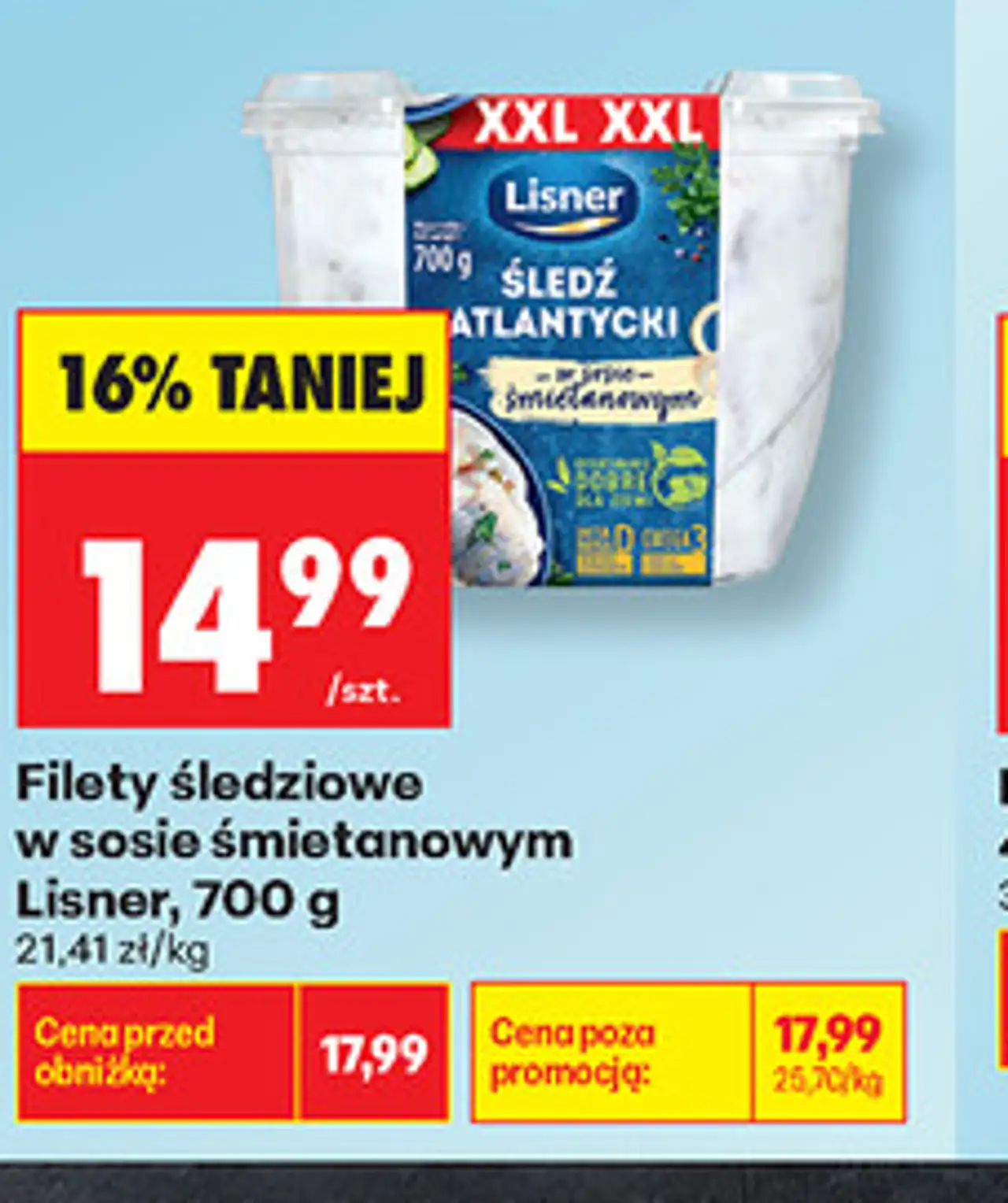 Filety śledziowe w sosie śmietankowym Lisner, 700 g